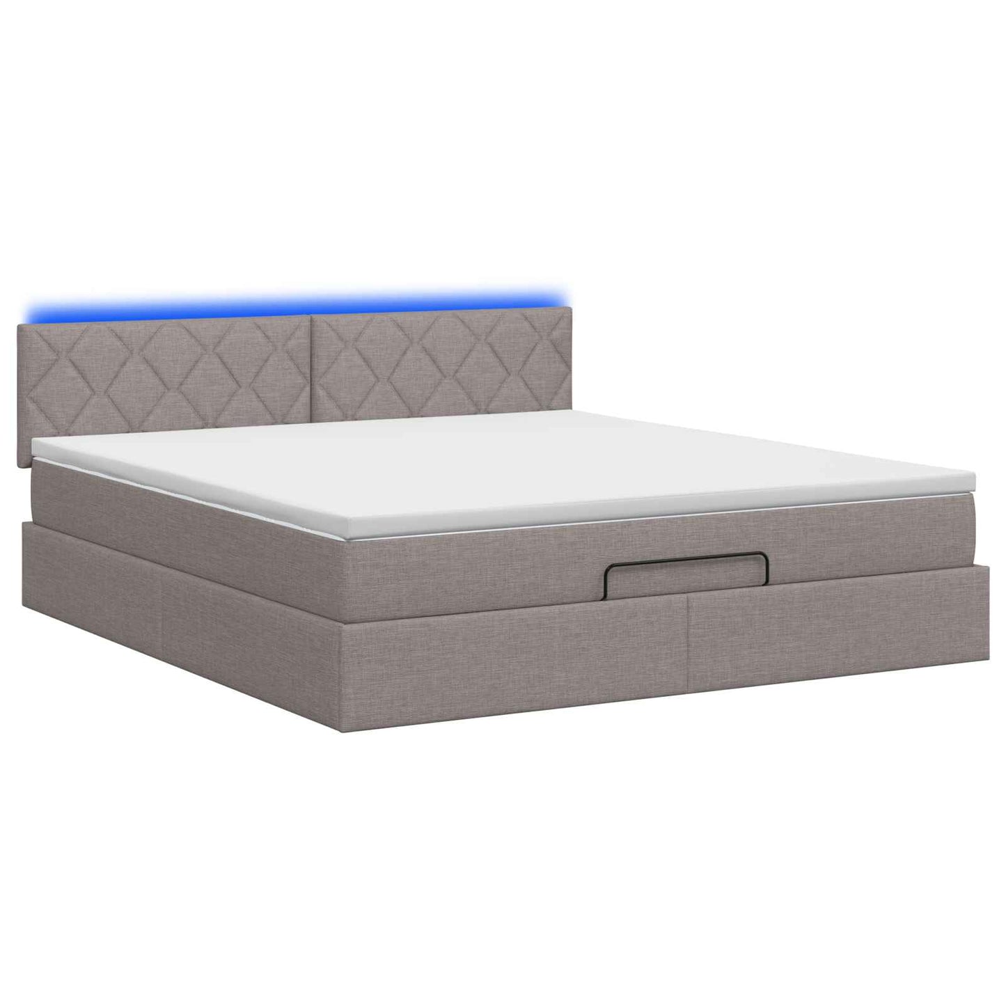 vidaXL Κρεβάτι Ottoman με Στρώμα και LED Taupe 140 x 200 cm Ύφασμα