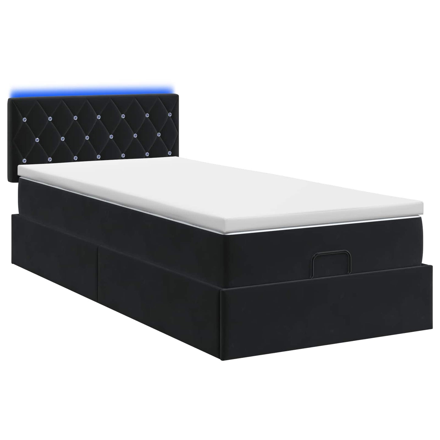 vidaXL Κρεβάτι Ottoman με Στρώμα και LED Μαύρο 80 x 200 cm Βελούδο
