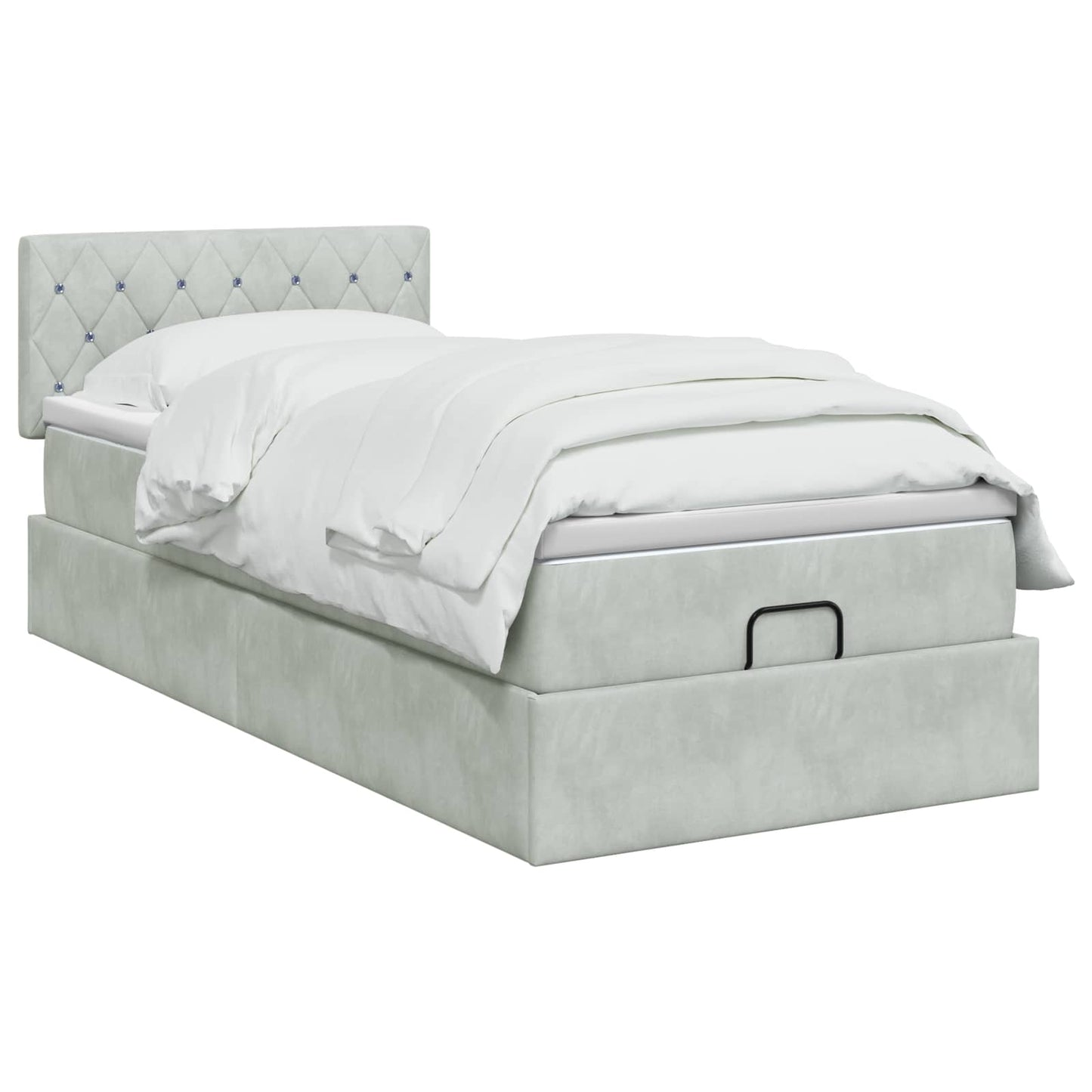 vidaXL Κρεβάτι Ottoman με Στρώμα και LED Ανοιχτό γκρι 90 x 190 cm