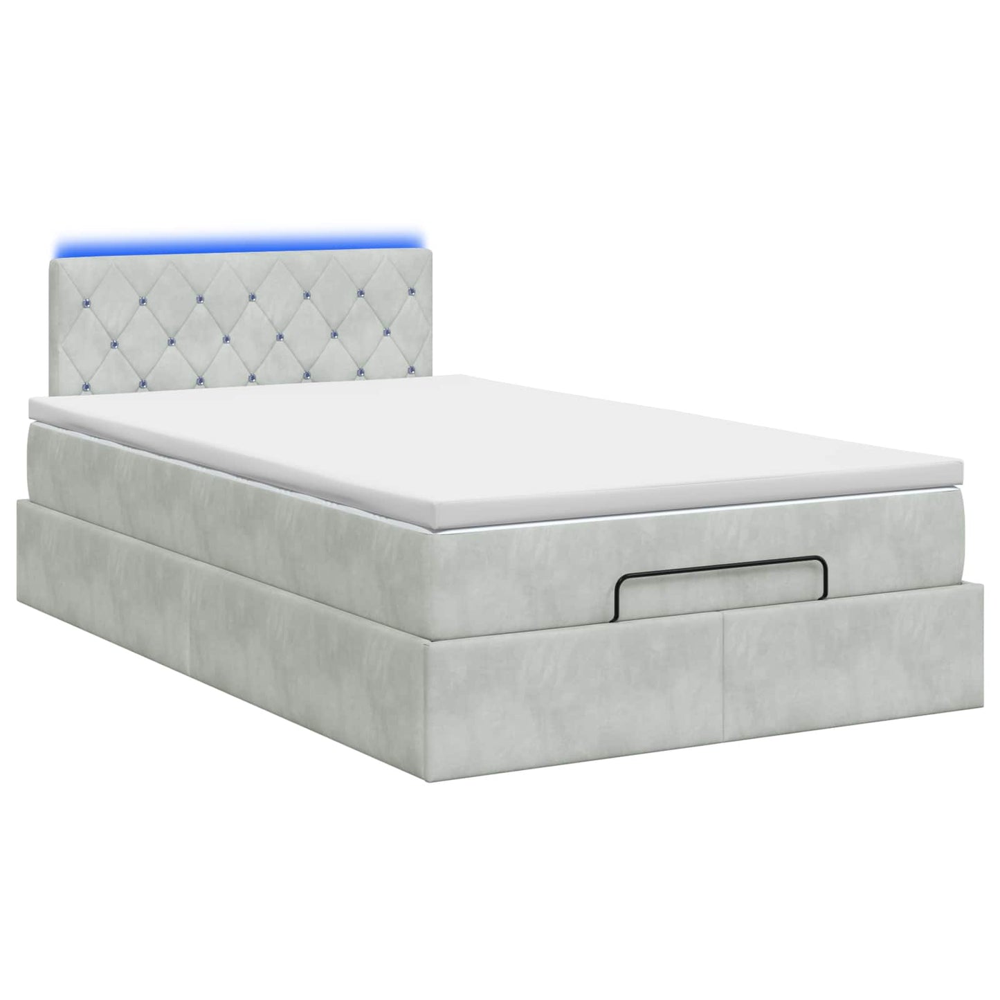 vidaXL Κρεβάτι Ottoman με Στρώμα και LED Ανοιχτό γκρι 120 x 200 cm