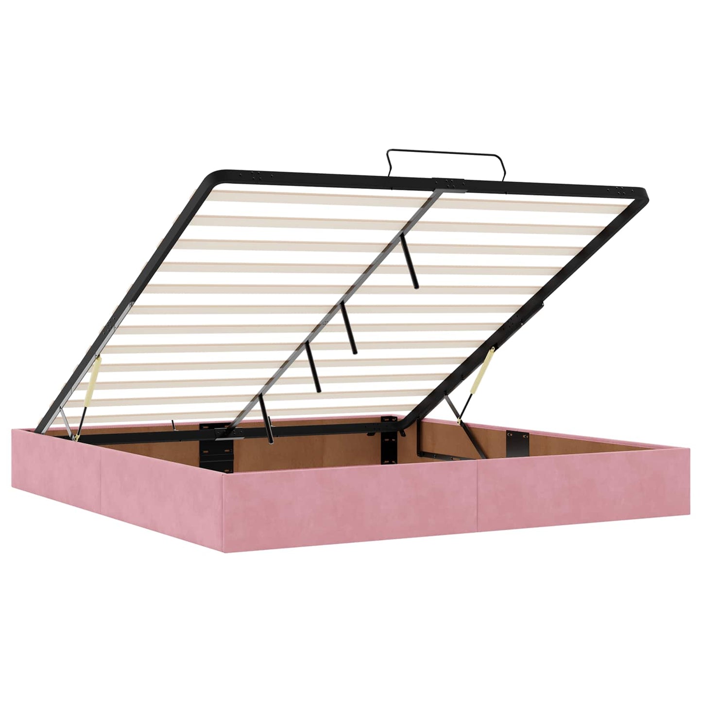 vidaXL Κρεβάτι Ottoman με Στρώμα και LED Ροζ 200 x 200 cm Βελούδο