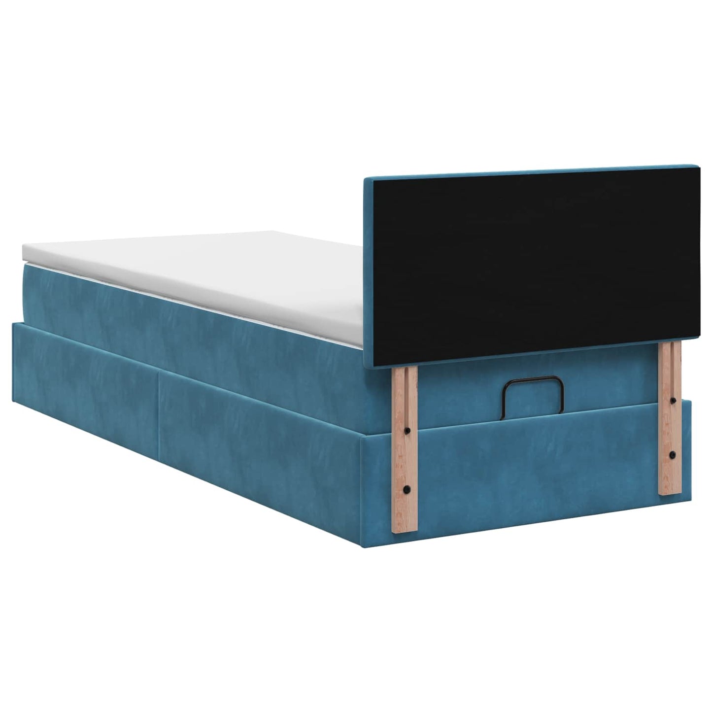 vidaXL Κρεβάτι Ottoman με Στρώμα και LED Σκούρο Μπλε 90 x 190 cm