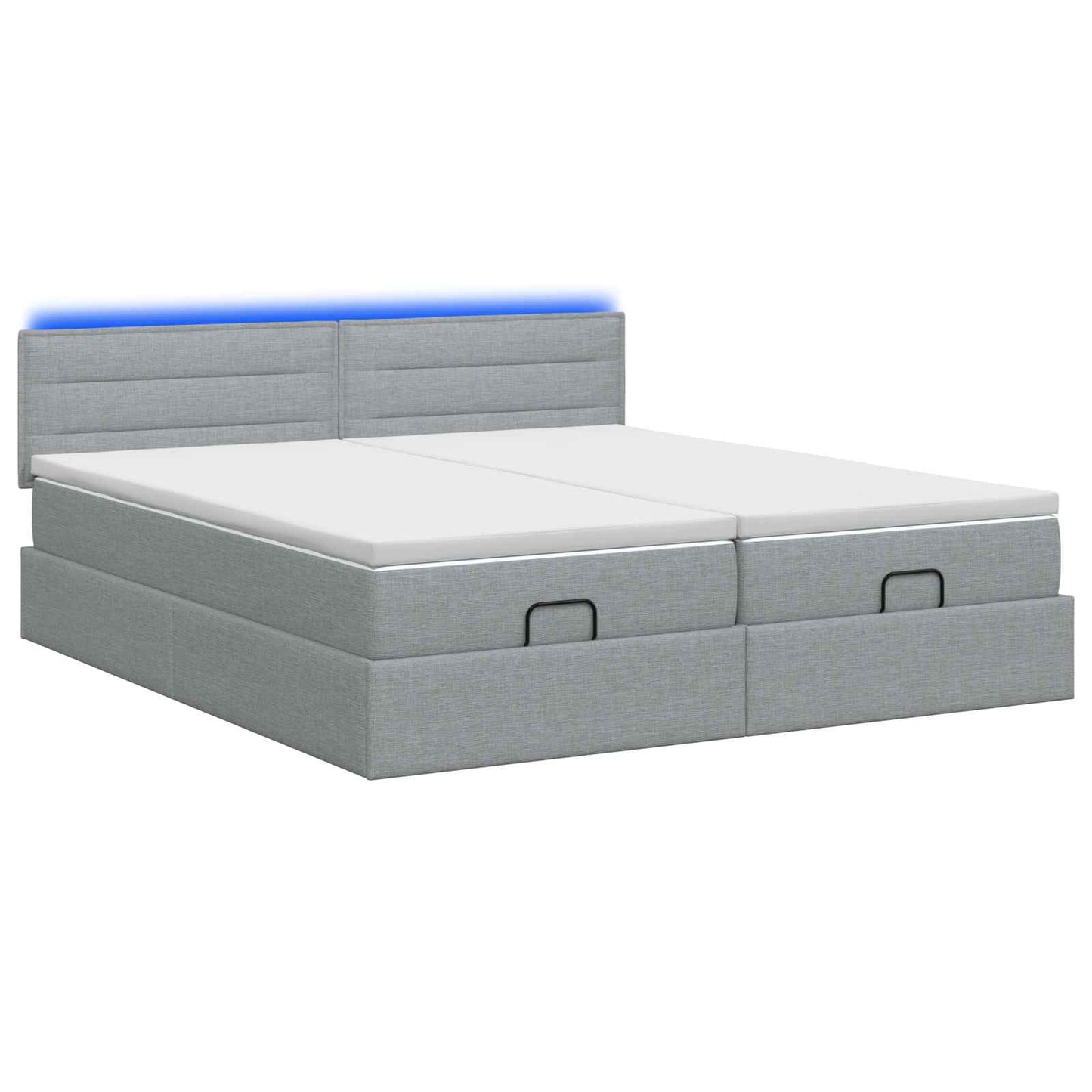 vidaXL Κρεβάτι Ottoman με Στρώμα και LED Ανοιχτό γκρι 160 x 200 cm
