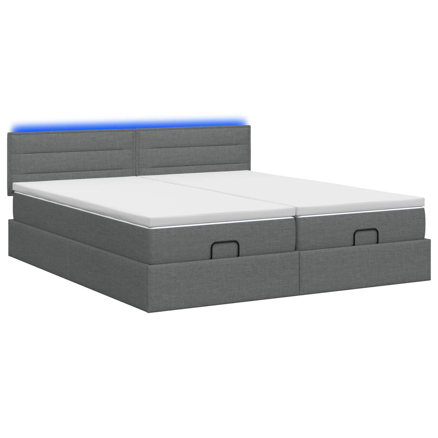 vidaXL Κρεβάτι Ottoman με Στρώμα και LED Σκούρο Γκρι 160 x 200 cm