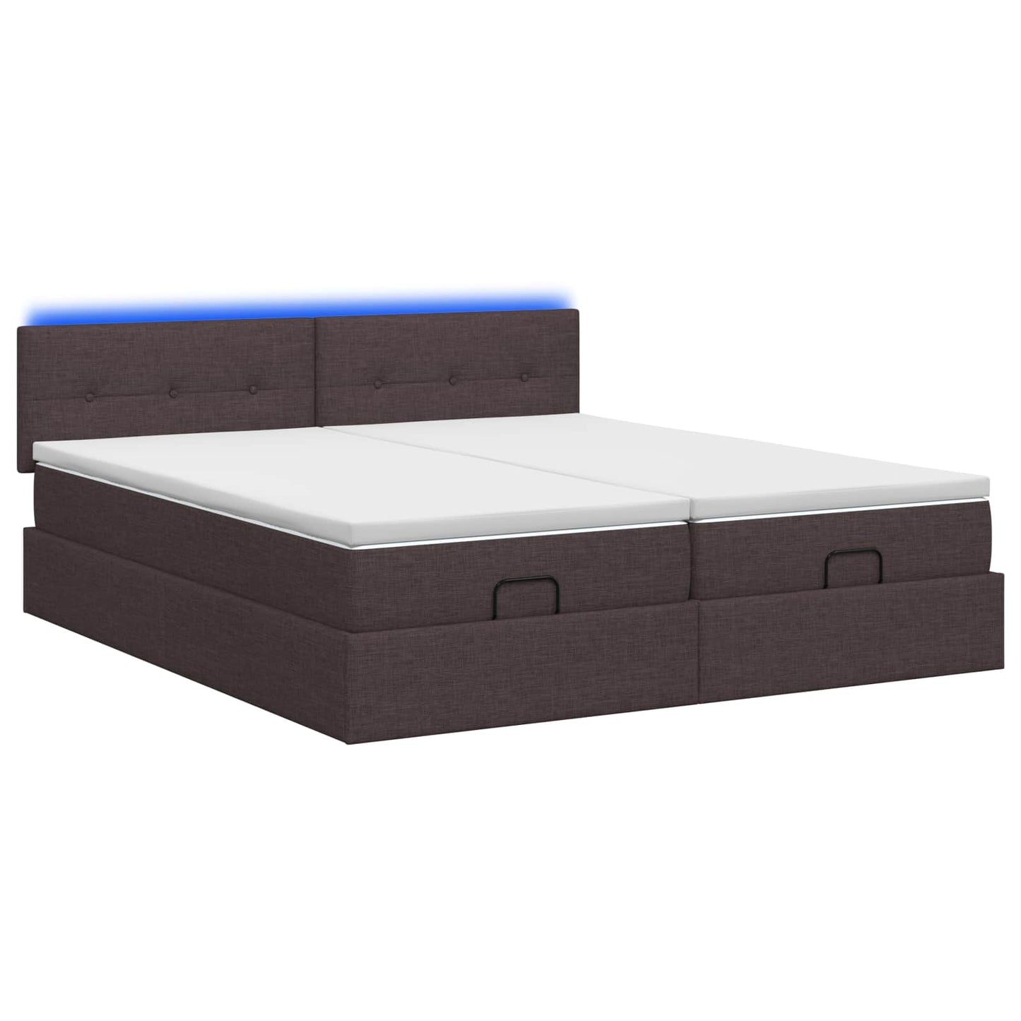 vidaXL Κρεβάτι Ottoman με Στρώμα και LED Σκούρο Καφέ 160 x 200 cm