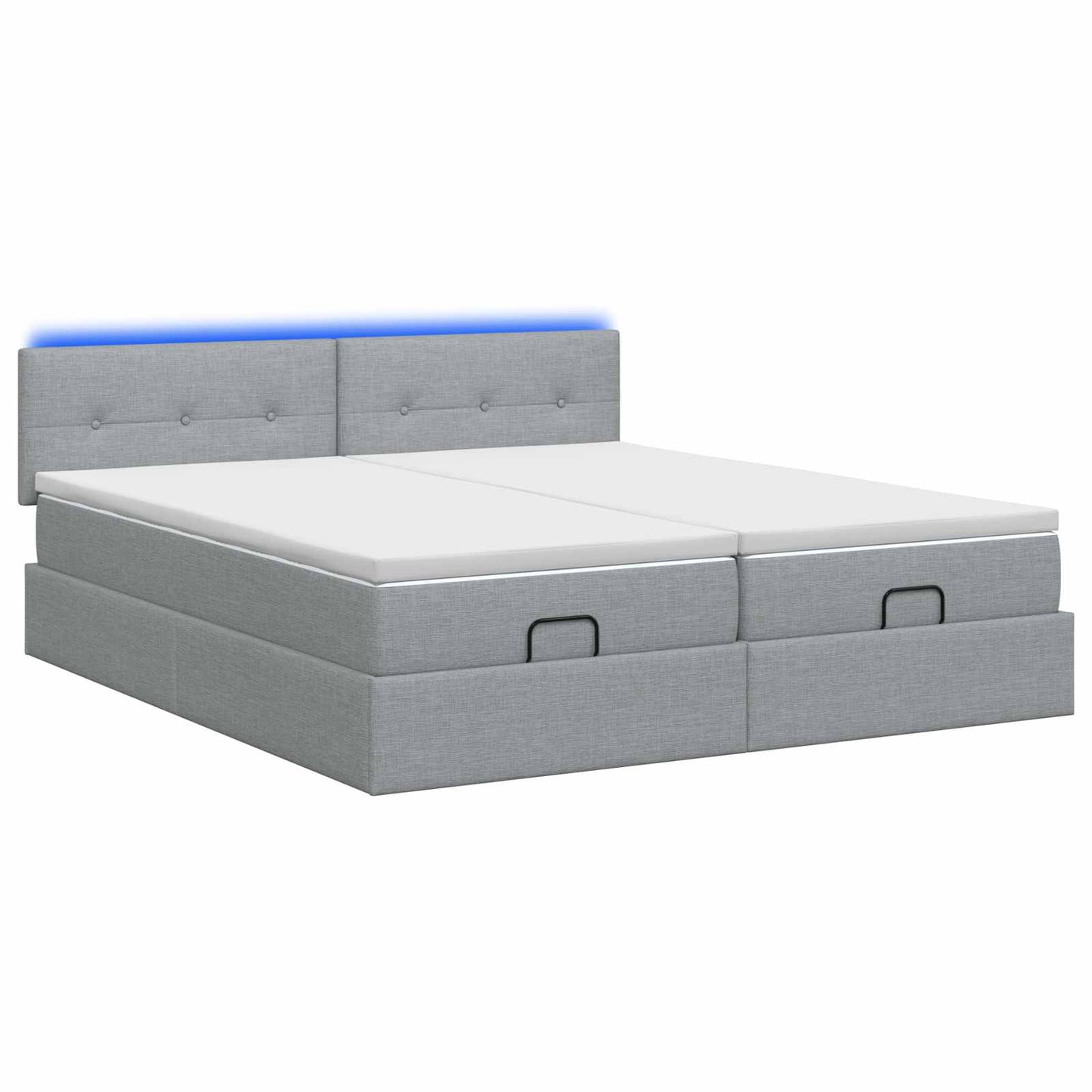 vidaXL Κρεβάτι Ottoman με Στρώμα και LED Ανοιχτό γκρι 180 x 200 cm