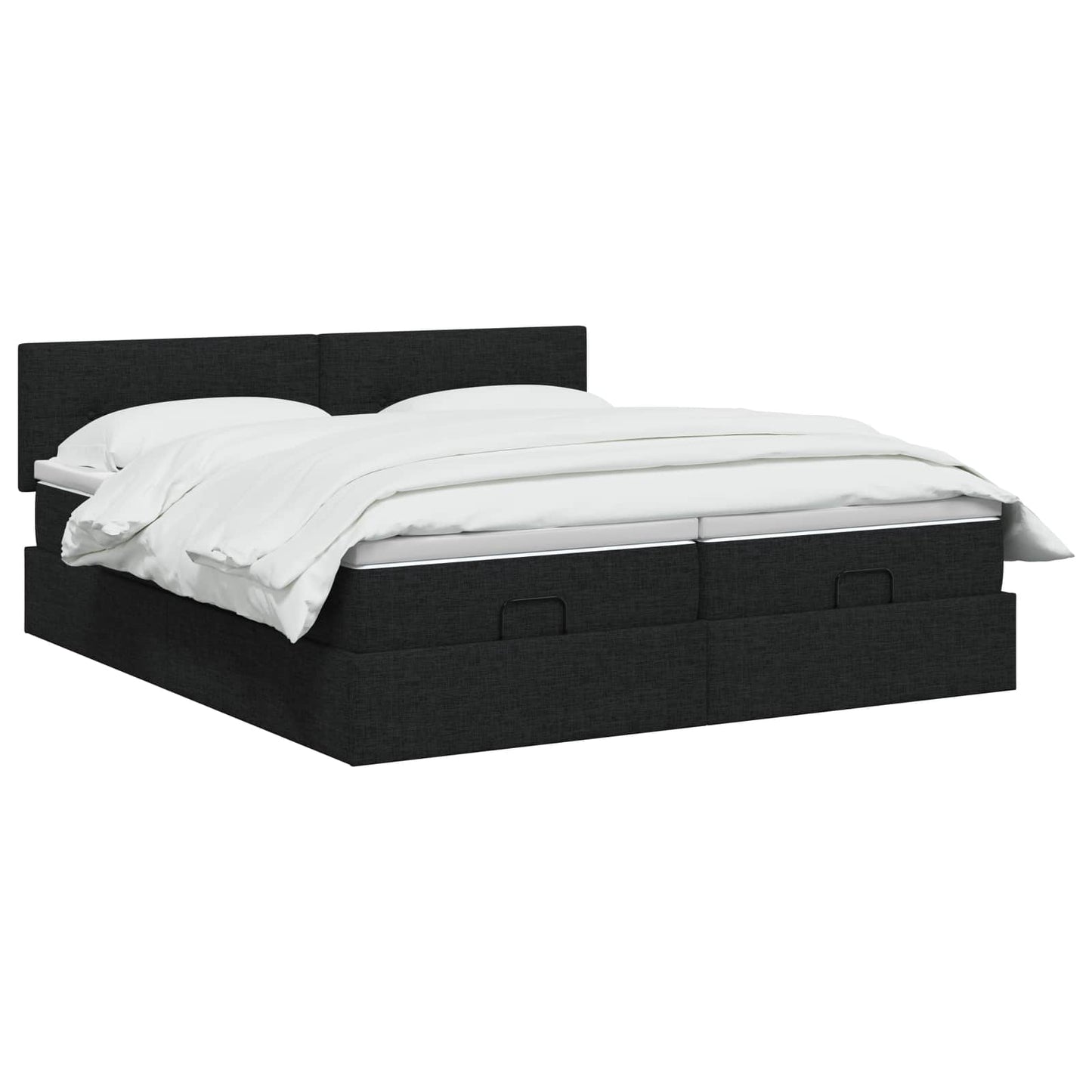 vidaXL Κρεβάτι Ottoman με Στρώμα και LED Μαύρο 180 x 200 cm Ύφασμα