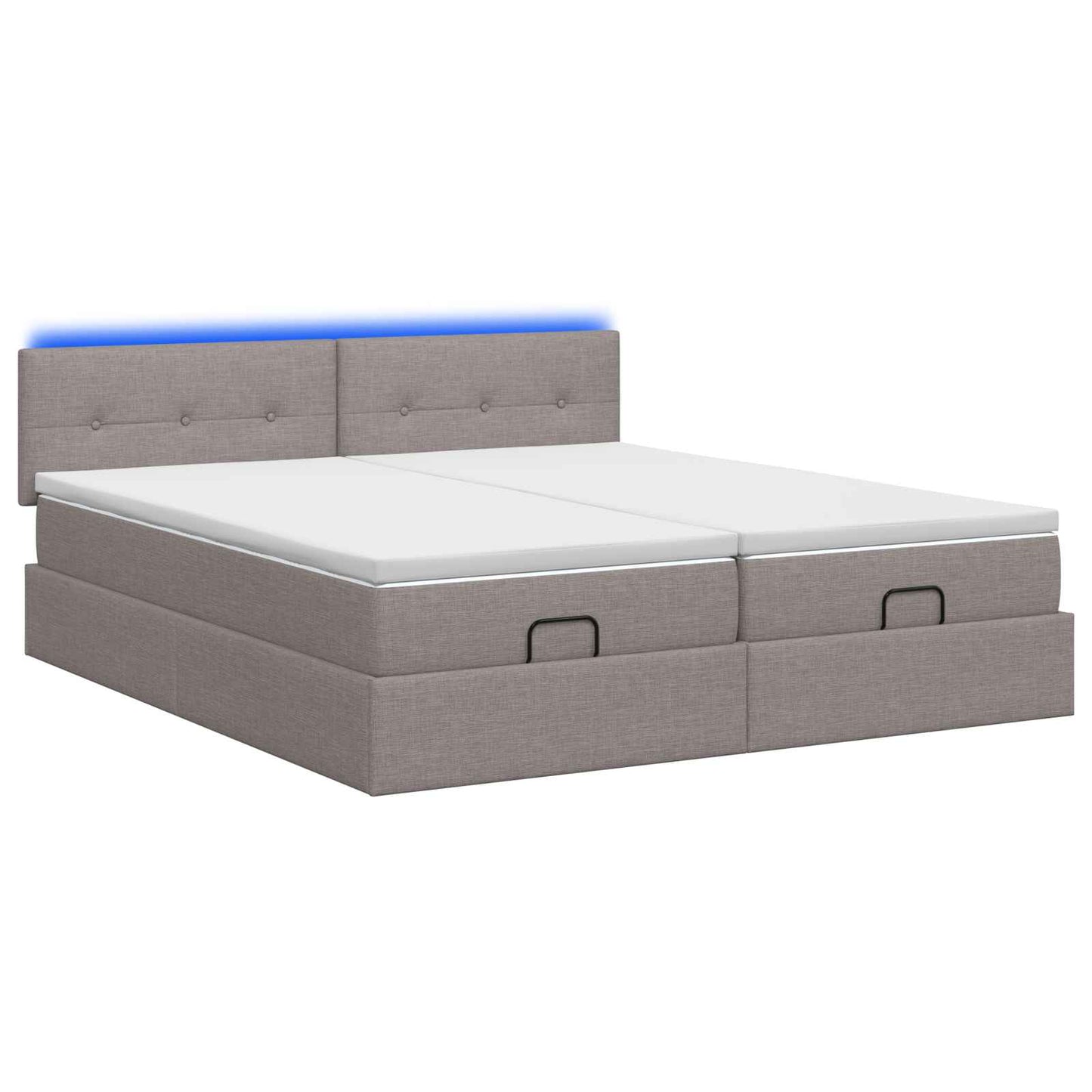 vidaXL Κρεβάτι Ottoman με Στρώμα και LED Taupe 180 x 200 cm Ύφασμα
