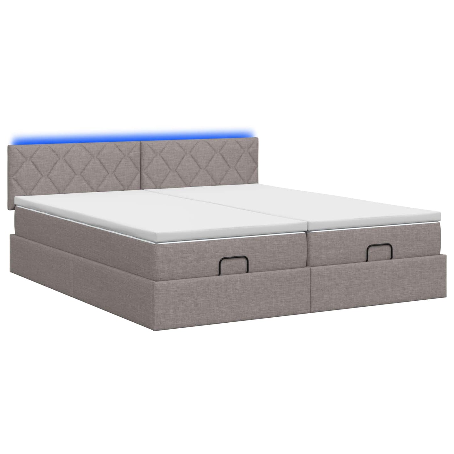 vidaXL Κρεβάτι Ottoman με Στρώμα και LED Taupe 180 x 200 cm Ύφασμα