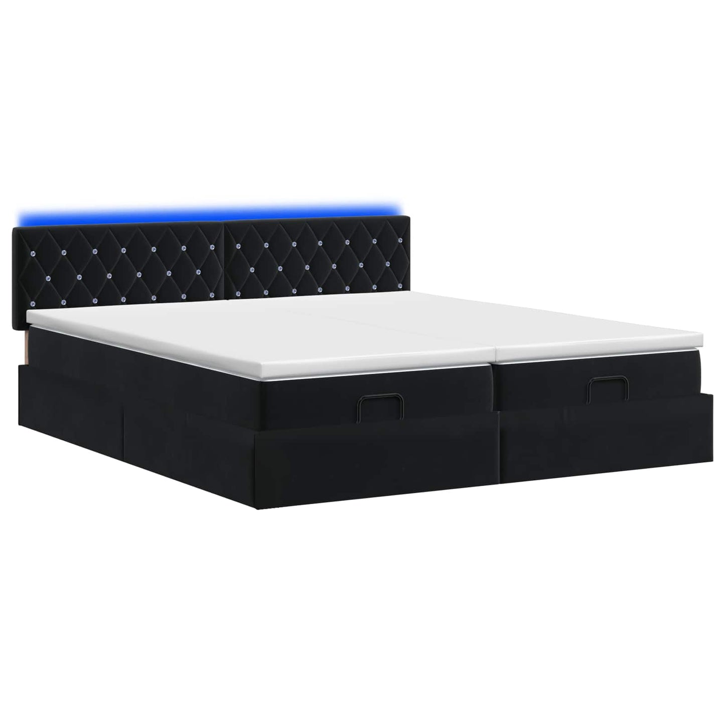 vidaXL Κρεβάτι Ottoman με Στρώμα και LED Μαύρο 180 x 200 cm Βελούδο