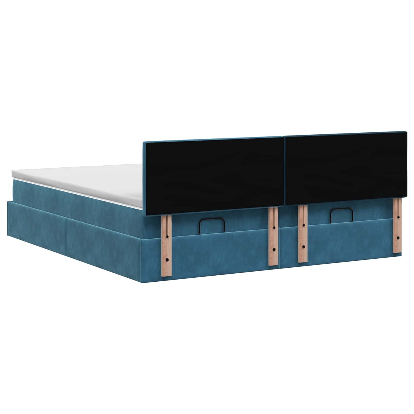vidaXL Κρεβάτι Ottoman με Στρώμα και LED Σκούρο Μπλε 180 x 200 cm