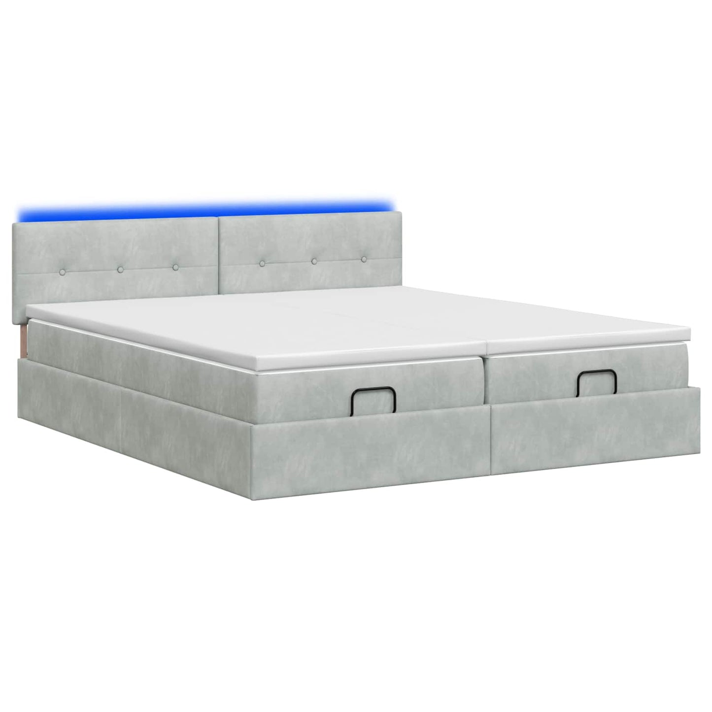vidaXL Κρεβάτι Ottoman με Στρώμα και LED Ανοιχτό γκρι 160 x 200 cm