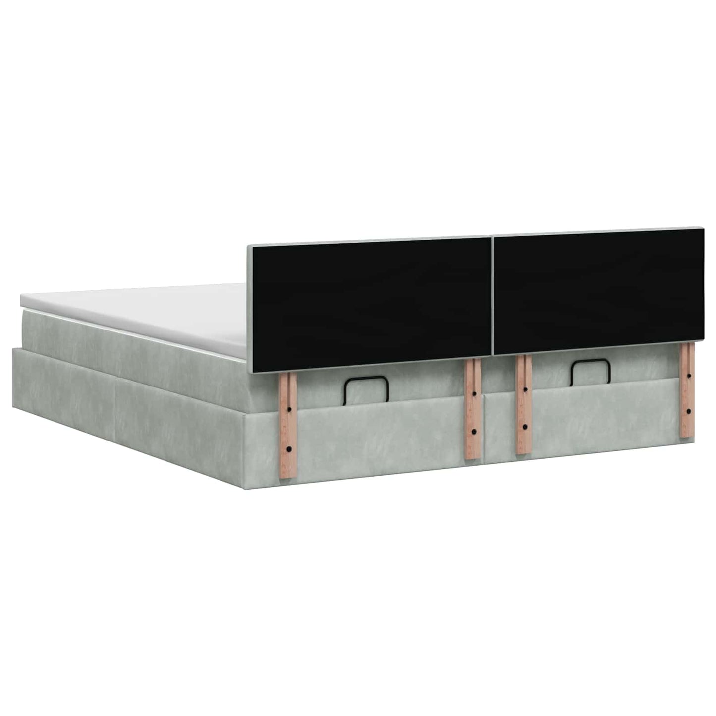 vidaXL Κρεβάτι Ottoman με Στρώμα και LED Ανοιχτό γκρι 180 x 200 cm