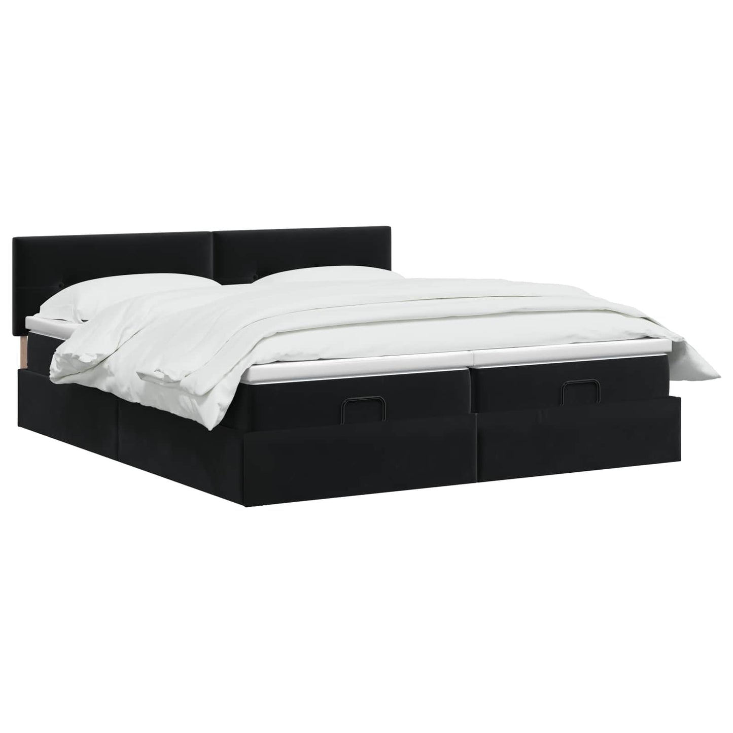 vidaXL Κρεβάτι Ottoman με Στρώμα και LED Μαύρο 180 x 200 cm Βελούδο