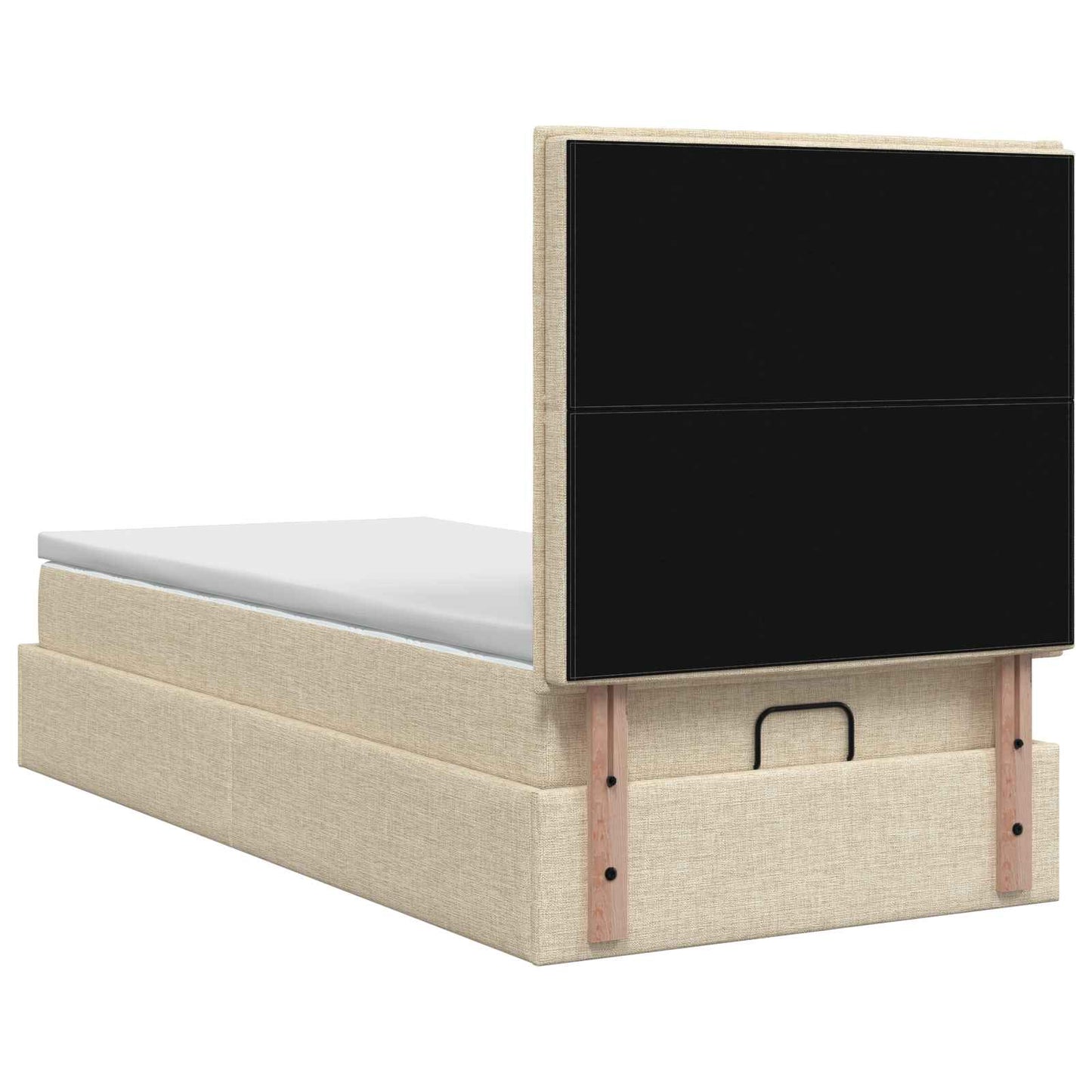 vidaXL Κρεβάτι Ottoman με στρώμα με κεφαλάρι Κρεμ 90 x 190 cm Ύφασμα