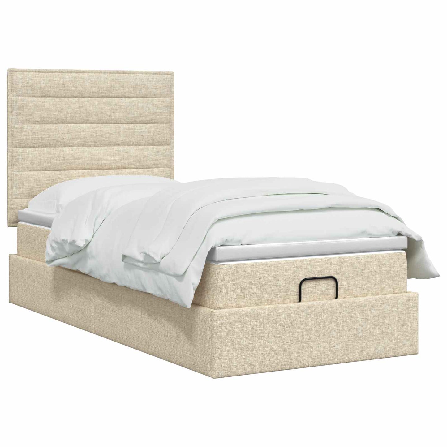 vidaXL Κρεβάτι Ottoman με στρώμα με κεφαλάρι Κρεμ 90 x 190 cm Ύφασμα