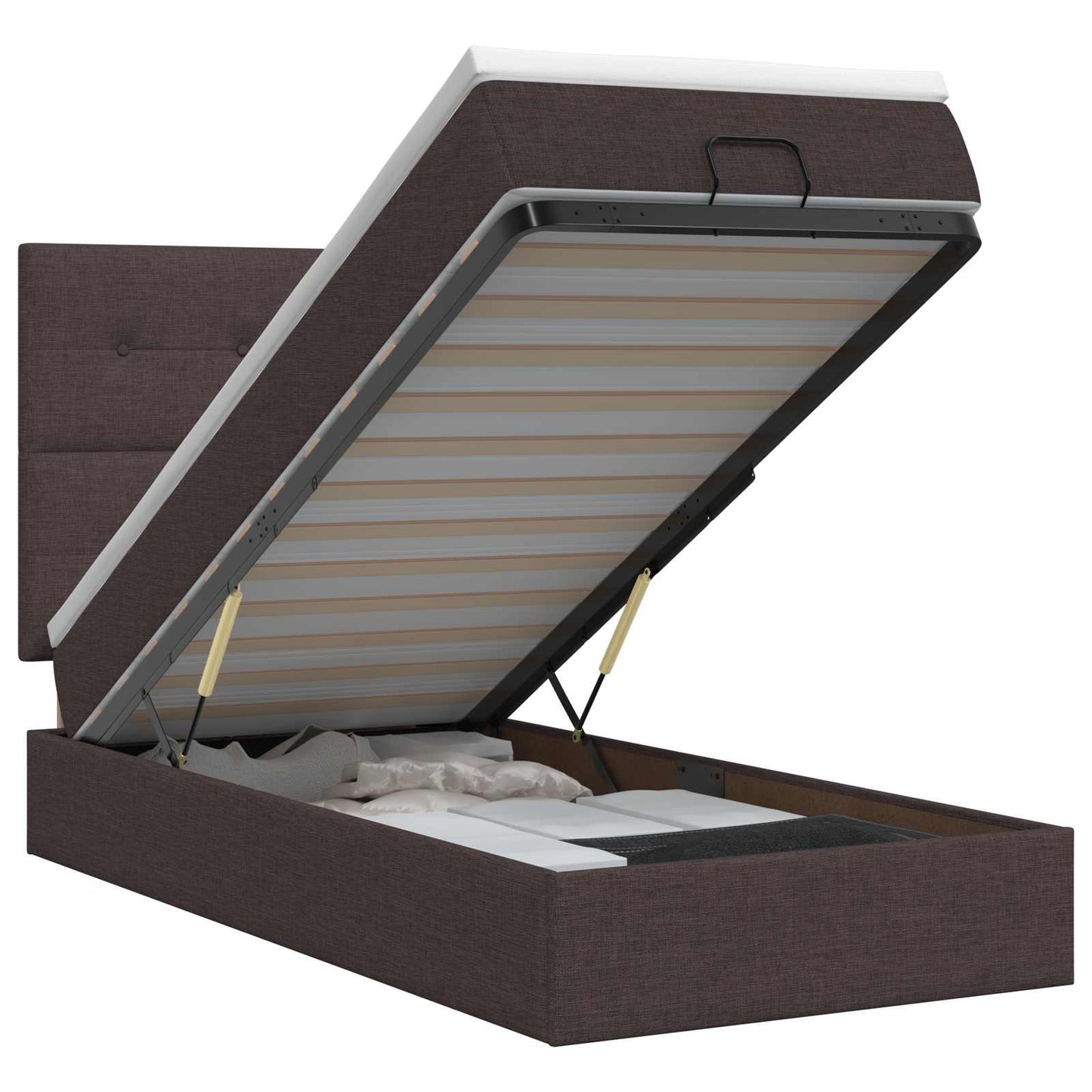 vidaXL Κρεβάτι Ottoman με στρώμα Σκούρο Καφέ 90 x 190 cm Ύφασμα