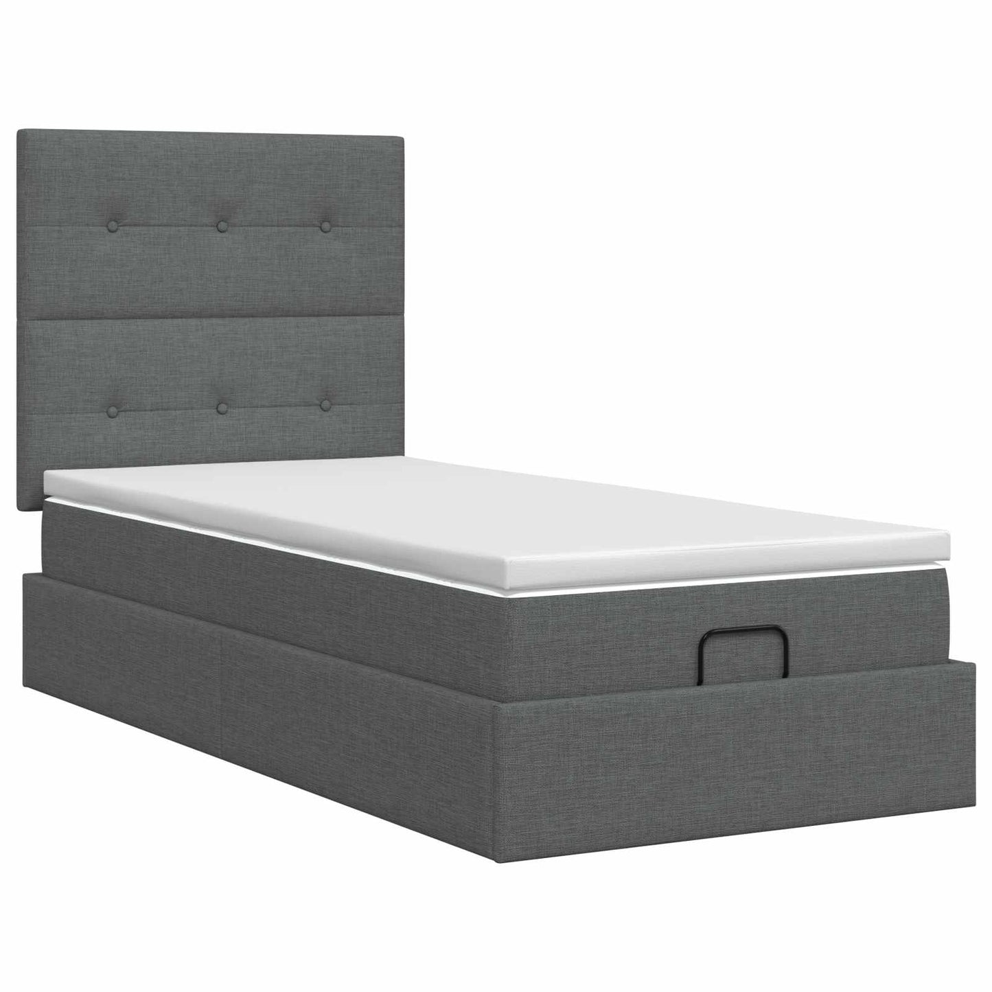vidaXL Κρεβάτι Ottoman με στρώμα Σκούρο Γκρι 100 x 200 cm Ύφασμα