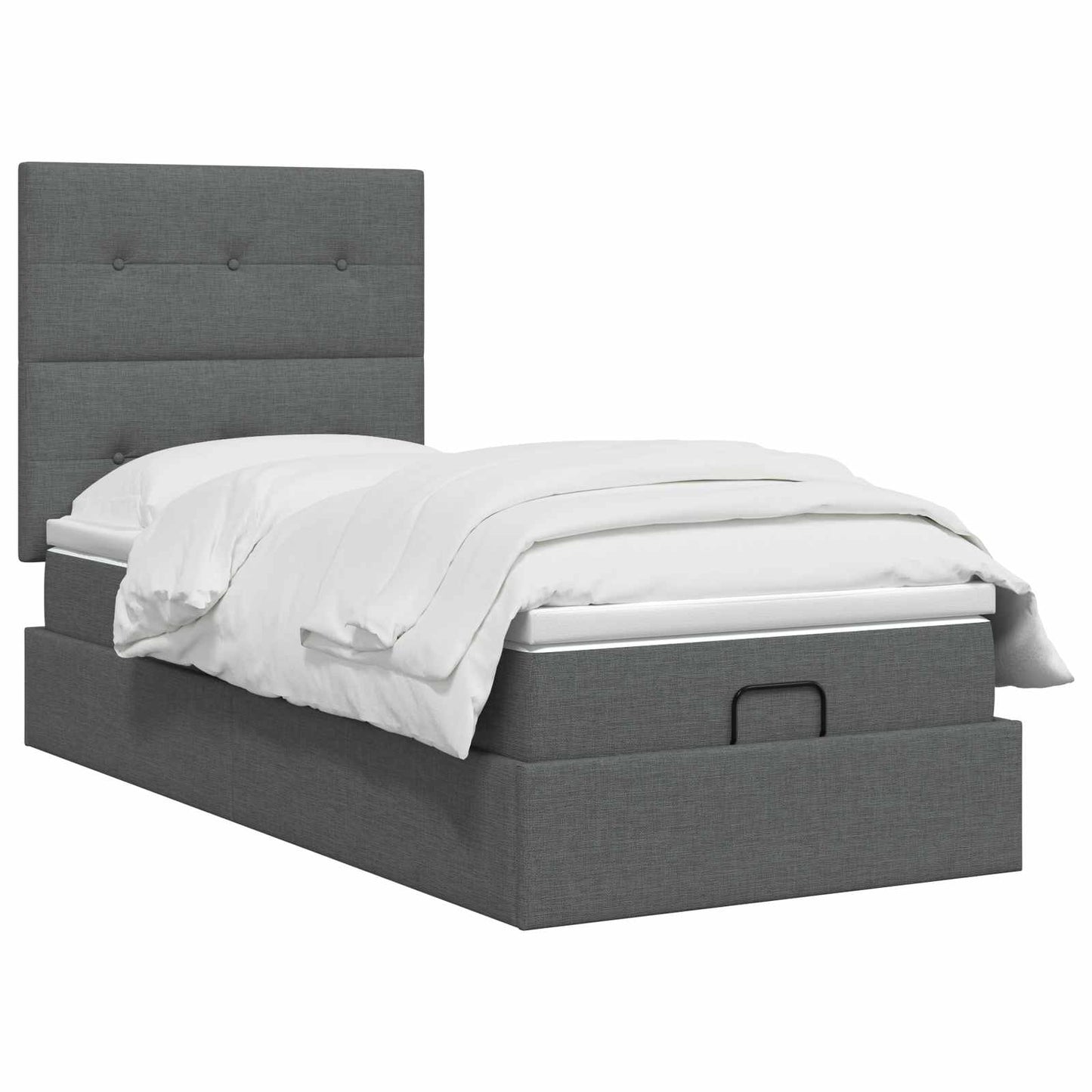 vidaXL Κρεβάτι Ottoman με στρώμα Σκούρο Γκρι 100 x 200 cm Ύφασμα