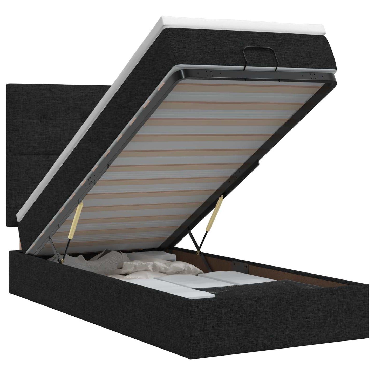 vidaXL Κρεβάτι Ottoman με στρώμα με κεφαλάρι Μαύρο 100 x 200 cm Ύφασμα