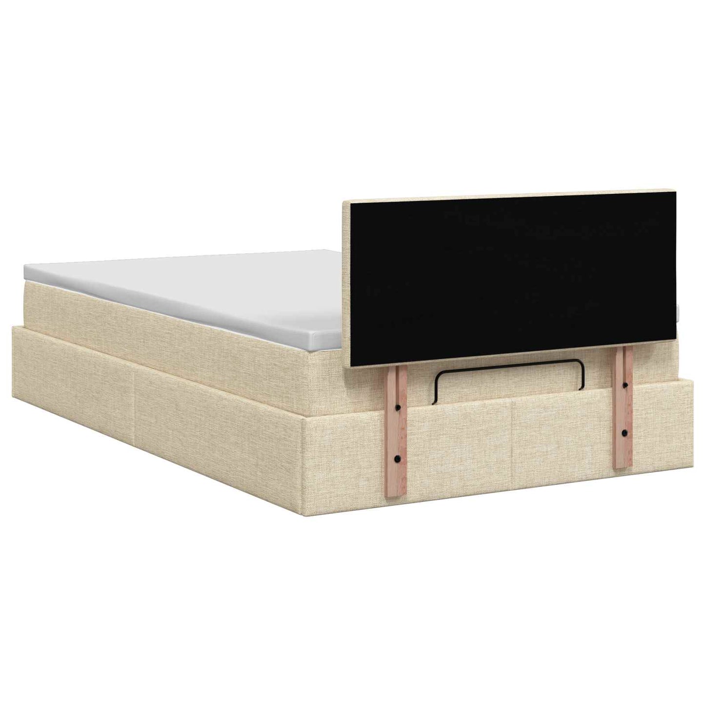 vidaXL Κρεβάτι Ottoman με στρώμα με κεφαλάρι Κρεμ 120 x 200 cm Ύφασμα
