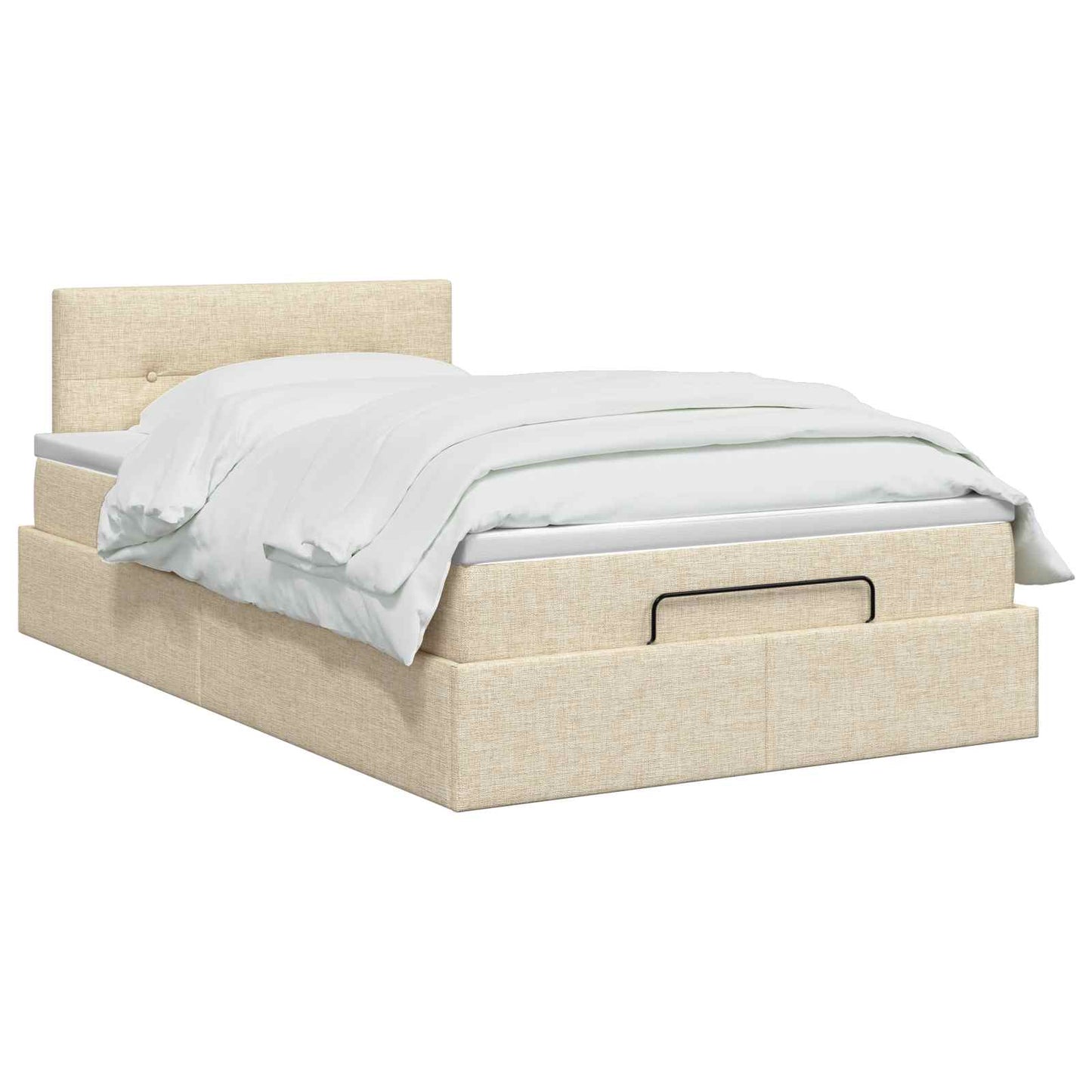 vidaXL Κρεβάτι Ottoman με στρώμα με κεφαλάρι Κρεμ 120 x 200 cm Ύφασμα