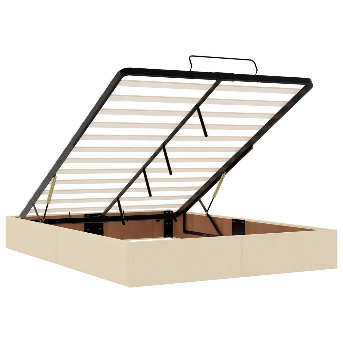 vidaXL Κρεβάτι Ottoman με στρώμα με κεφαλάρι Κρεμ 140 x 190 cm Ύφασμα