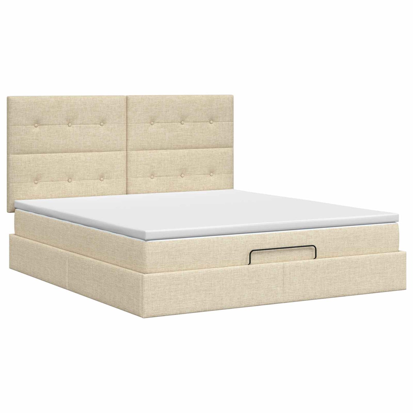 vidaXL Κρεβάτι Ottoman με στρώμα με κεφαλάρι Κρεμ 140 x 190 cm Ύφασμα