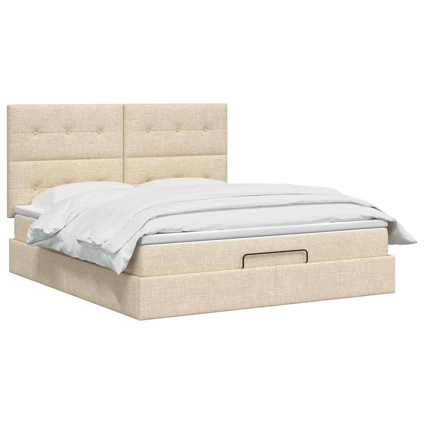 vidaXL Κρεβάτι Ottoman με στρώμα με κεφαλάρι Κρεμ 140 x 190 cm Ύφασμα