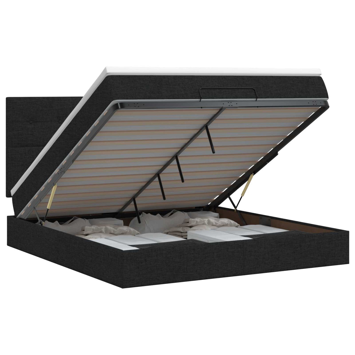 vidaXL Κρεβάτι Ottoman με στρώμα με κεφαλάρι Μαύρο 160 x 200 cm Ύφασμα