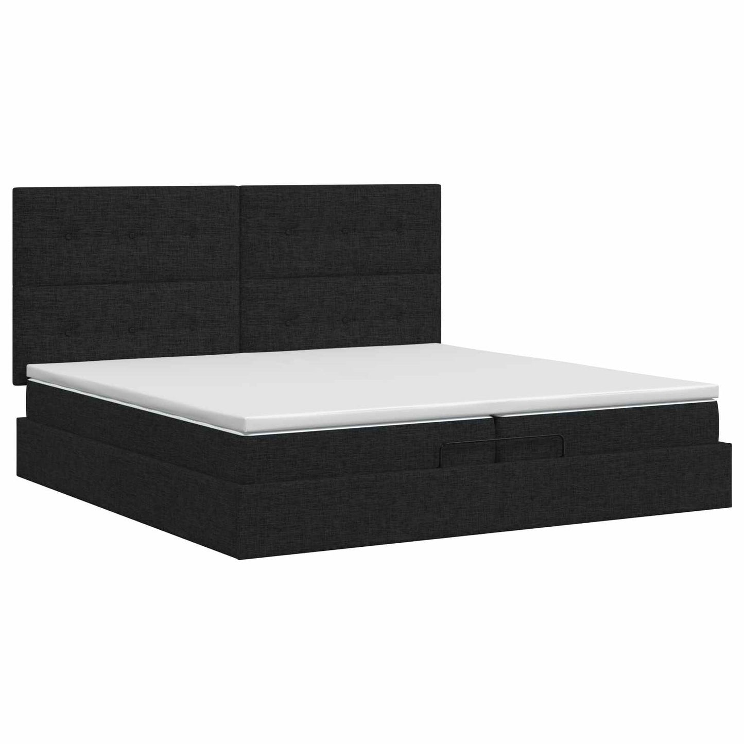 vidaXL Κρεβάτι Ottoman με στρώμα με κεφαλάρι Μαύρο 200 x 200 cm Ύφασμα