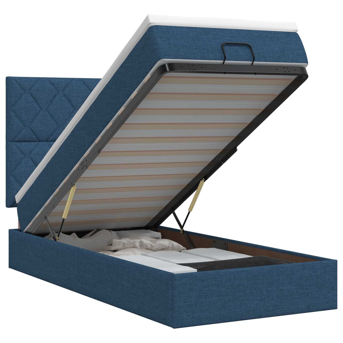 vidaXL Κρεβάτι Ottoman με στρώμα με κεφαλάρι Μπλε 90 x 190 cm Ύφασμα