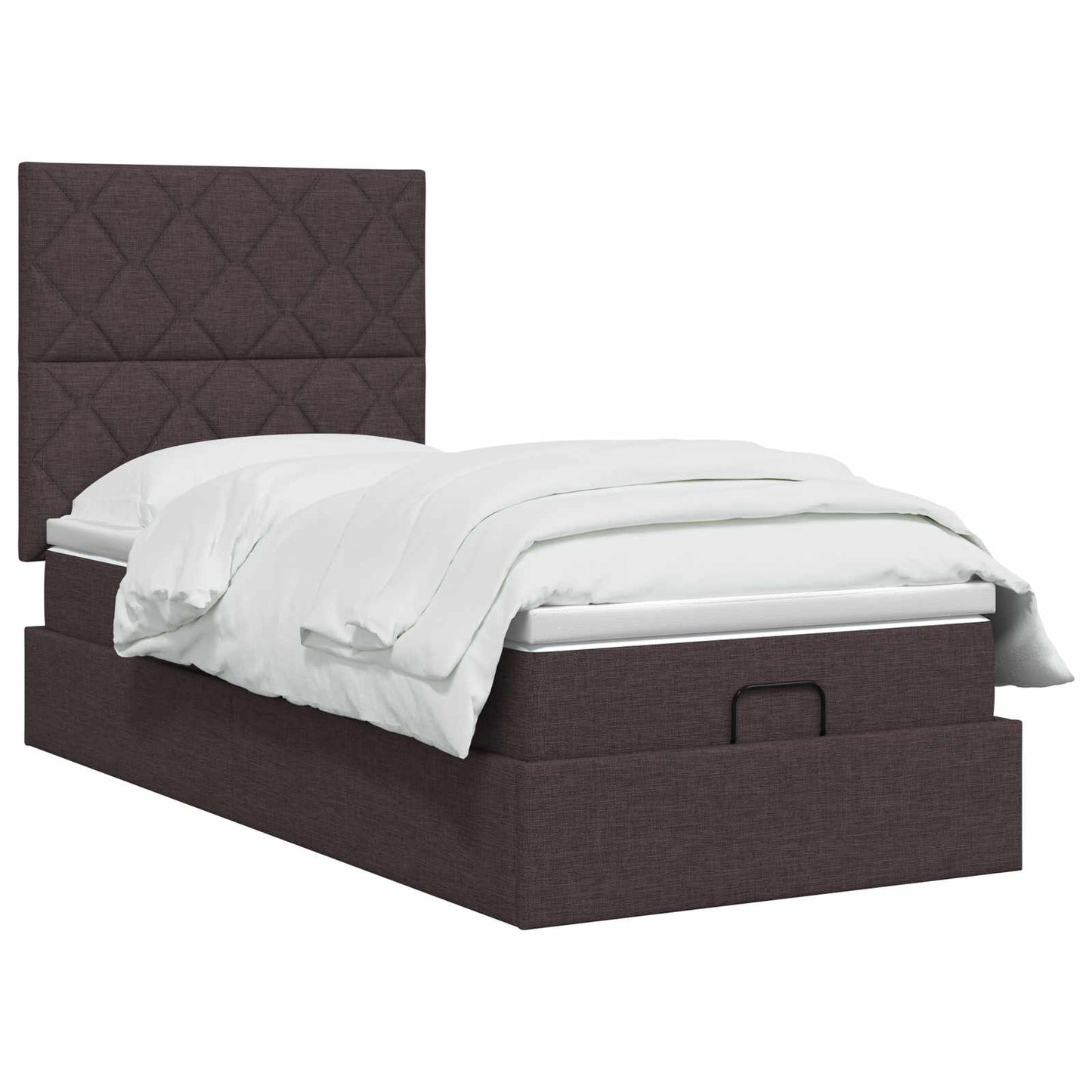 vidaXL Κρεβάτι Ottoman με στρώμα Σκούρο Καφέ 90 x 200 cm Ύφασμα