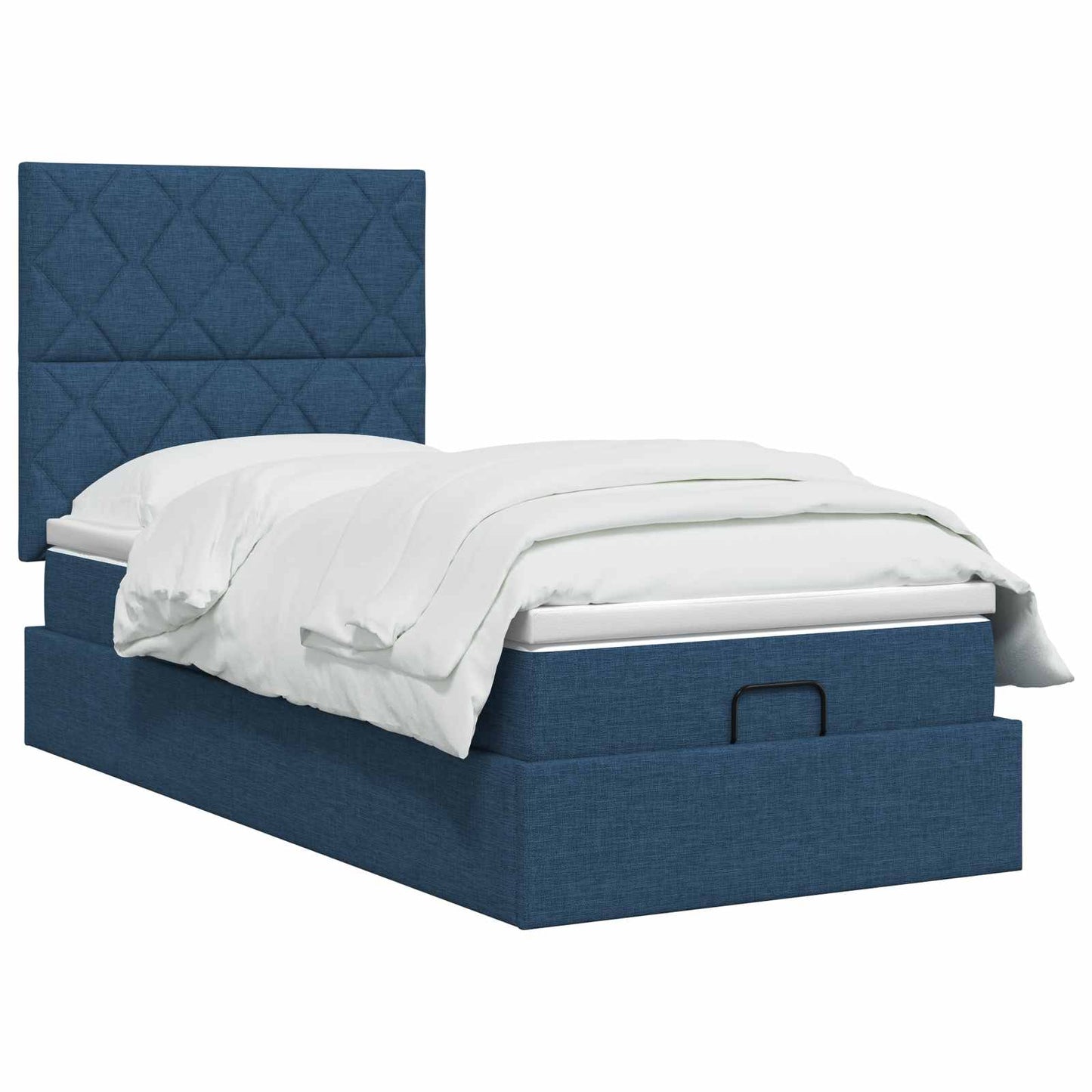 vidaXL Κρεβάτι Ottoman με στρώμα με κεφαλάρι Μπλε 90 x 200 cm Ύφασμα