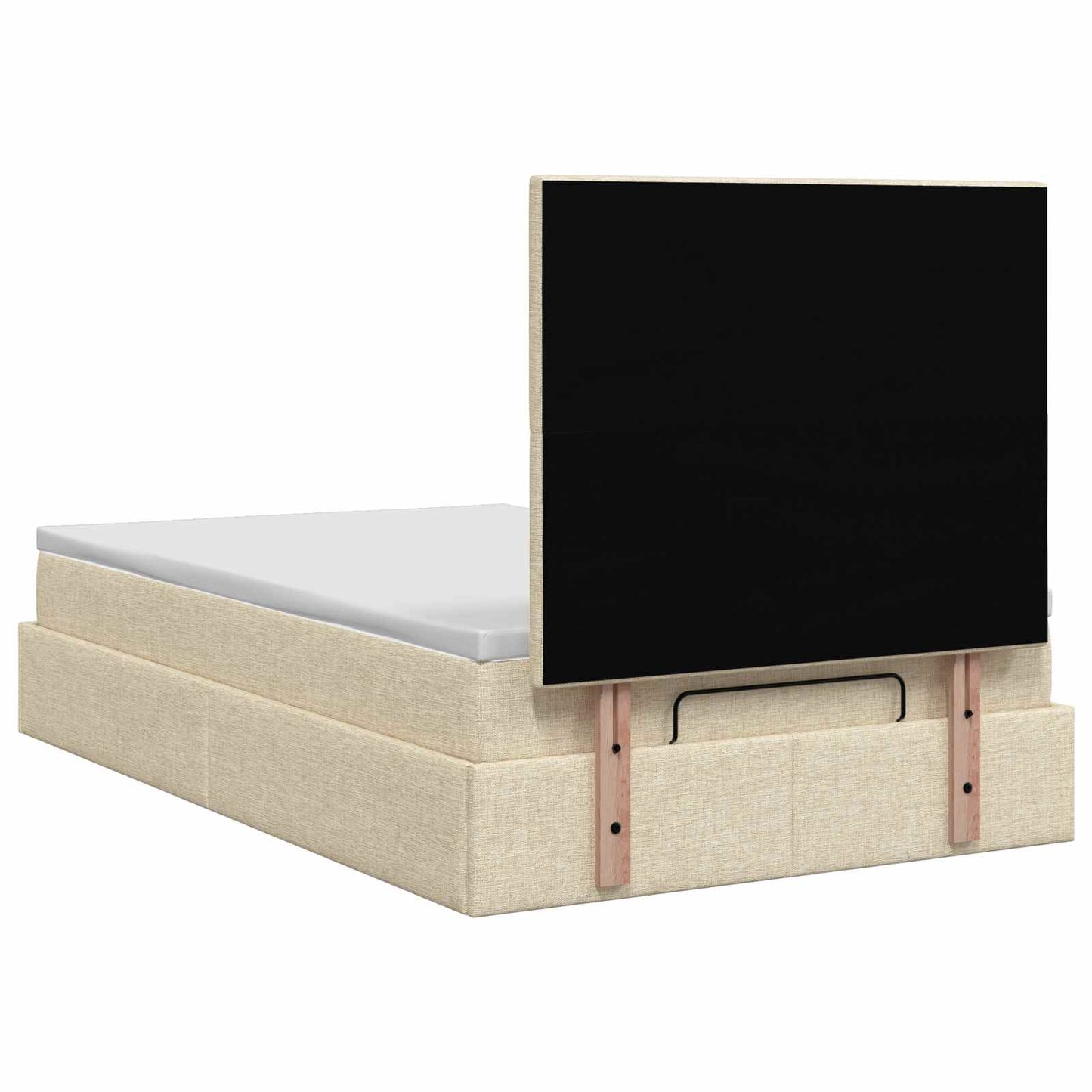 vidaXL Κρεβάτι Ottoman με στρώμα με κεφαλάρι Κρεμ 120 x 190 cm Ύφασμα