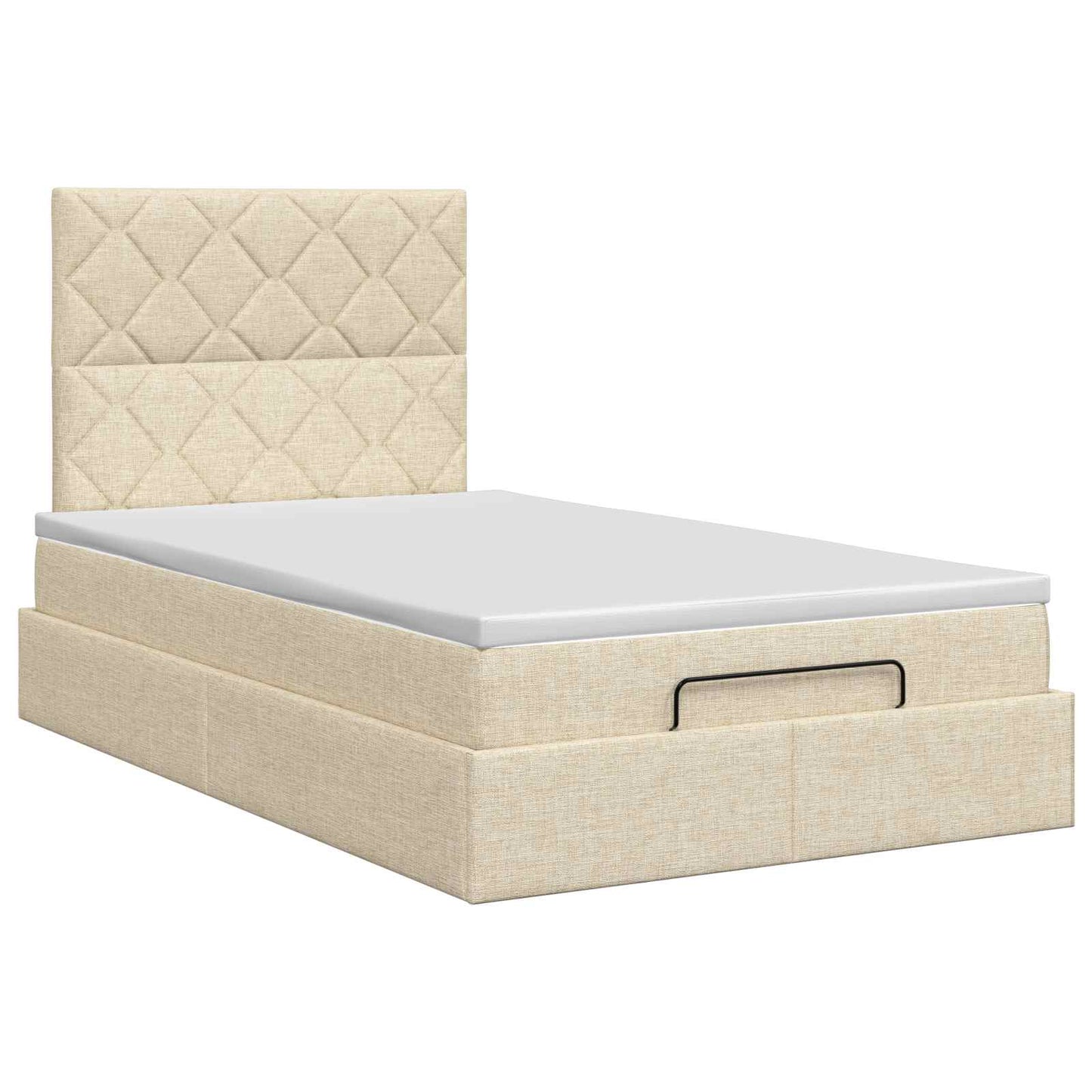 vidaXL Κρεβάτι Ottoman με στρώμα με κεφαλάρι Κρεμ 120 x 200 cm Ύφασμα
