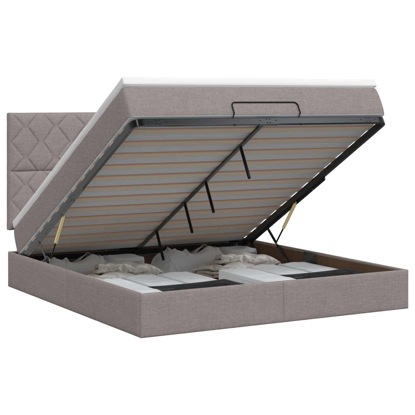 vidaXL Κρεβάτι Ottoman με στρώμα με κεφαλάρι Taupe 140 x 190 cm Ύφασμα