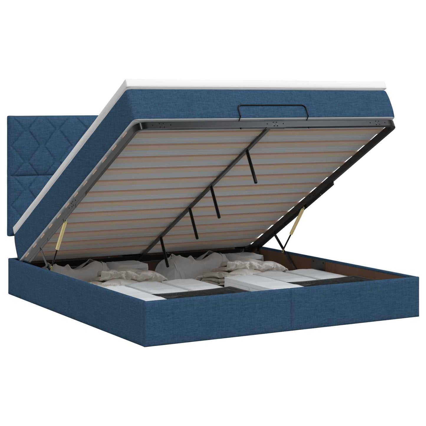 vidaXL Κρεβάτι Ottoman με στρώμα με κεφαλάρι Μπλε 140 x 190 cm Ύφασμα