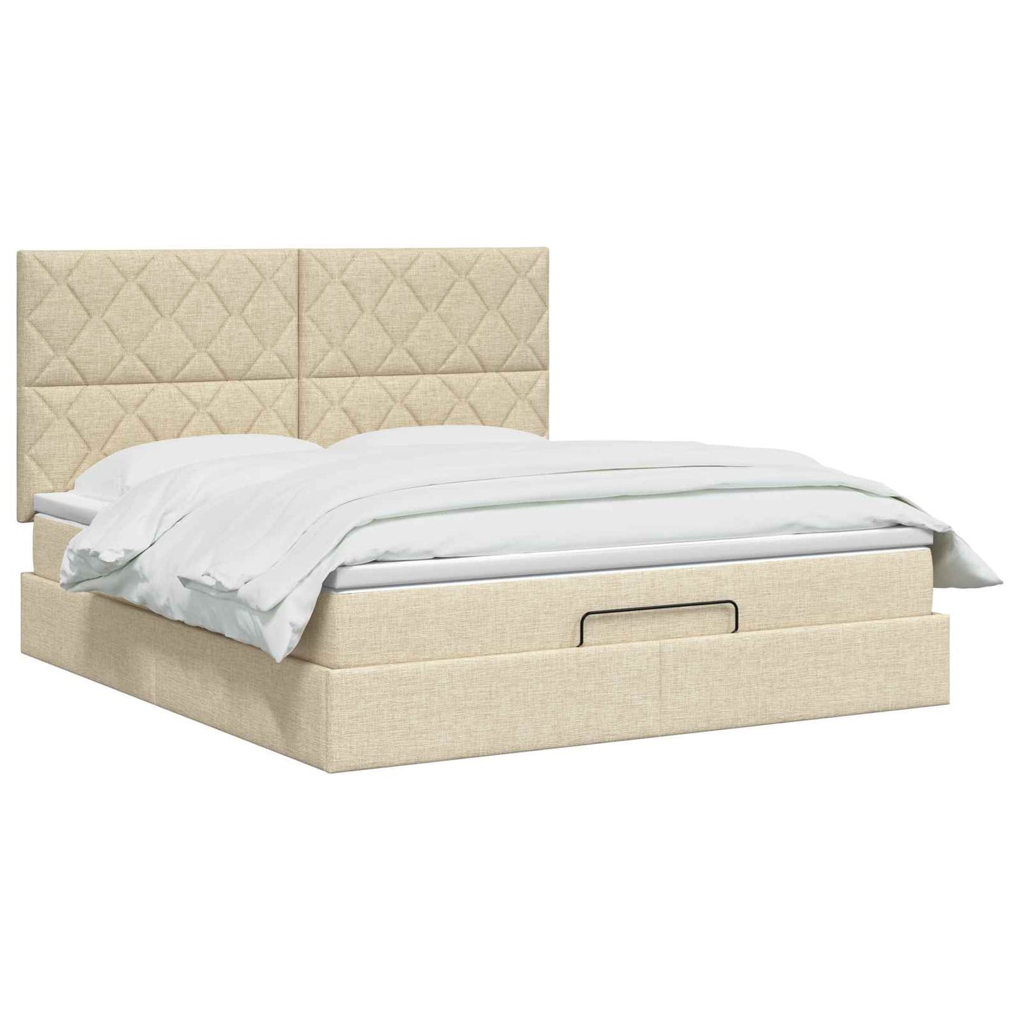 vidaXL Κρεβάτι Ottoman με στρώμα με κεφαλάρι Κρεμ 180 x 200 cm Ύφασμα