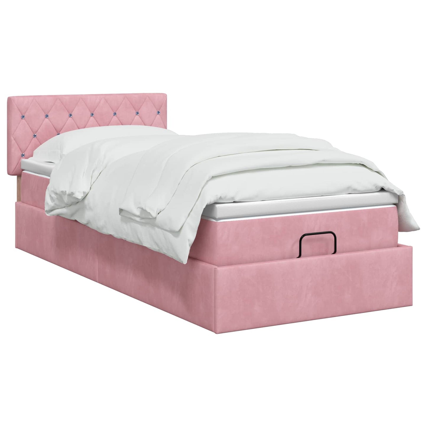 vidaXL Κρεβάτι Ottoman με στρώμα με κεφαλάρι Ροζ 80 x 200 cm Βελούδο