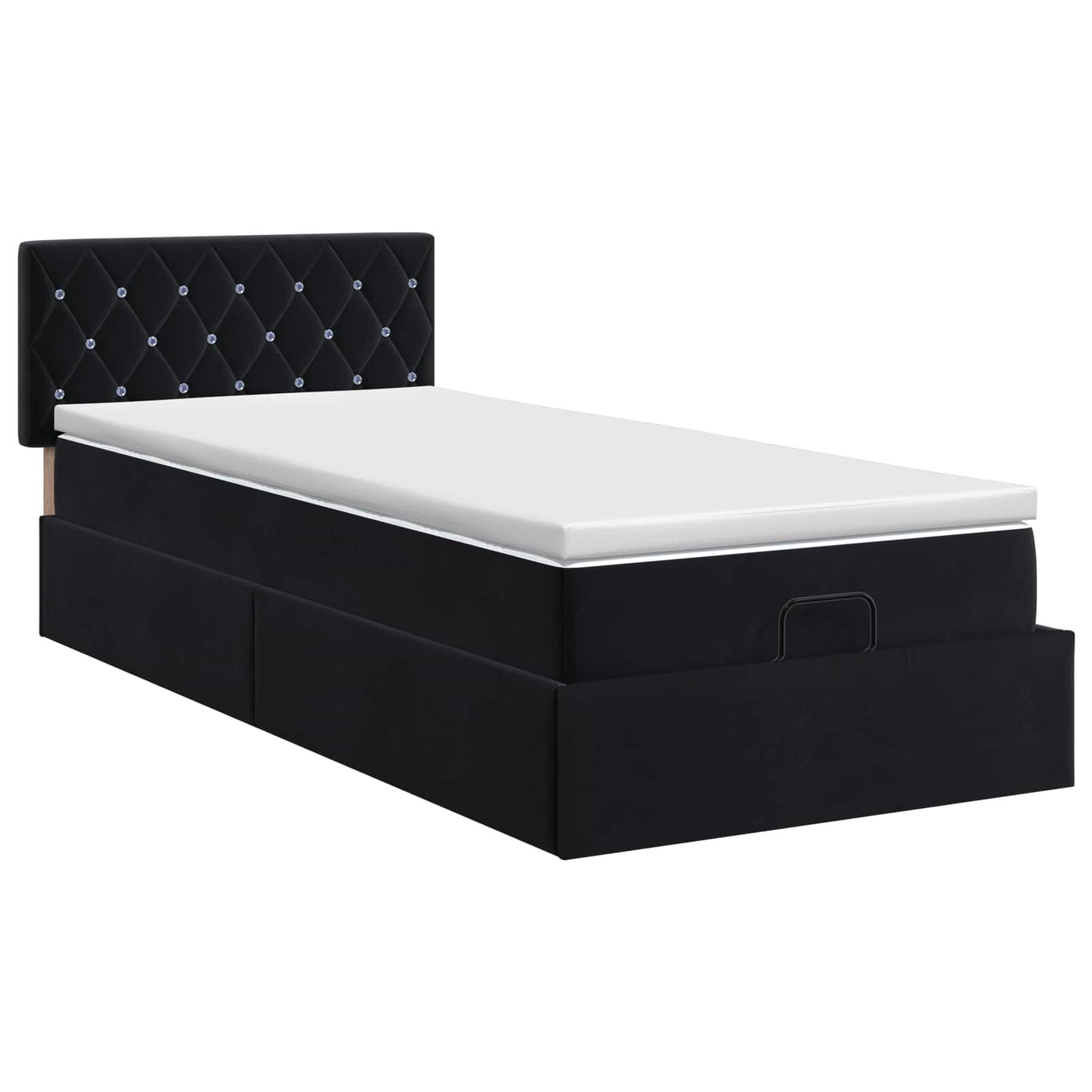 vidaXL Κρεβάτι Ottoman με στρώμα με κεφαλάρι Μαύρο 90 x 200 cm Βελούδο