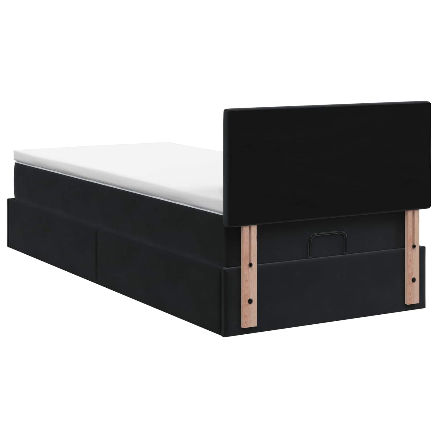 vidaXL Κρεβάτι Ottoman με στρώμα με κεφαλάρι Μαύρο 90 x 200 cm Βελούδο