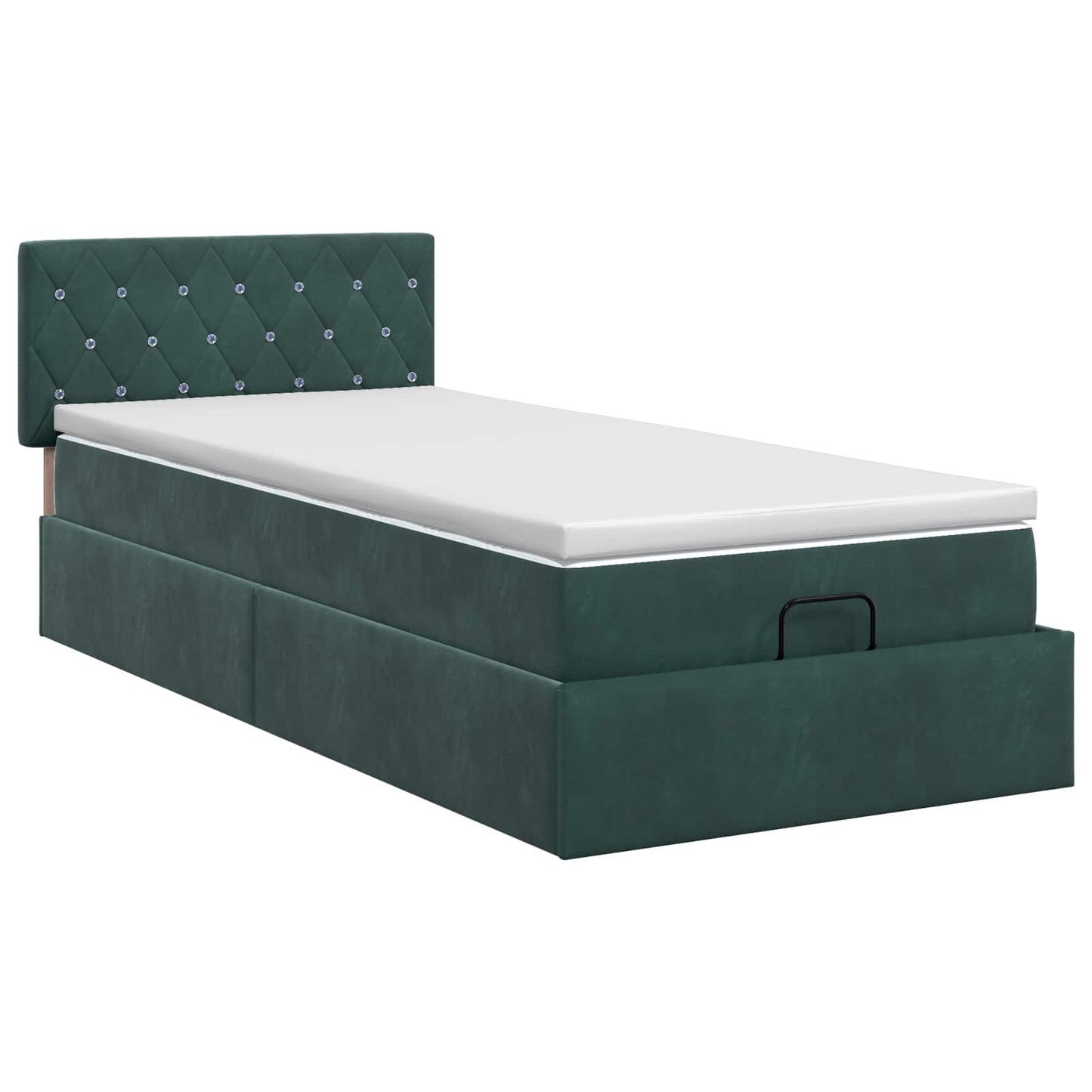vidaXL Κρεβάτι Ottoman με στρώμα Σκούρο Πράσινο 90 x 200 cm Βελούδο