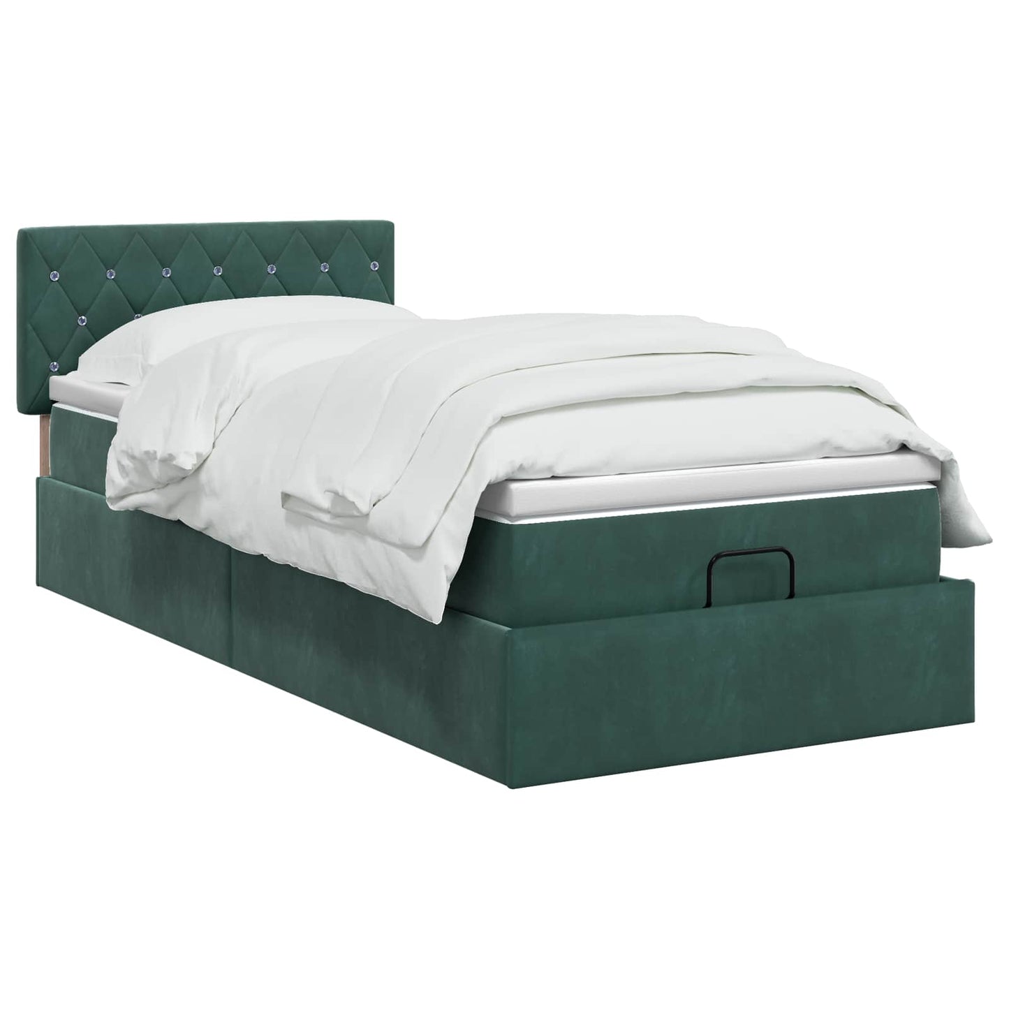 vidaXL Κρεβάτι Ottoman με στρώμα Σκούρο Πράσινο 90 x 200 cm Βελούδο