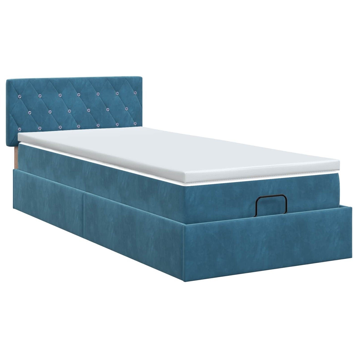 vidaXL Κρεβάτι Ottoman με στρώμα Σκούρο Μπλε 90 x 200 cm Βελούδο