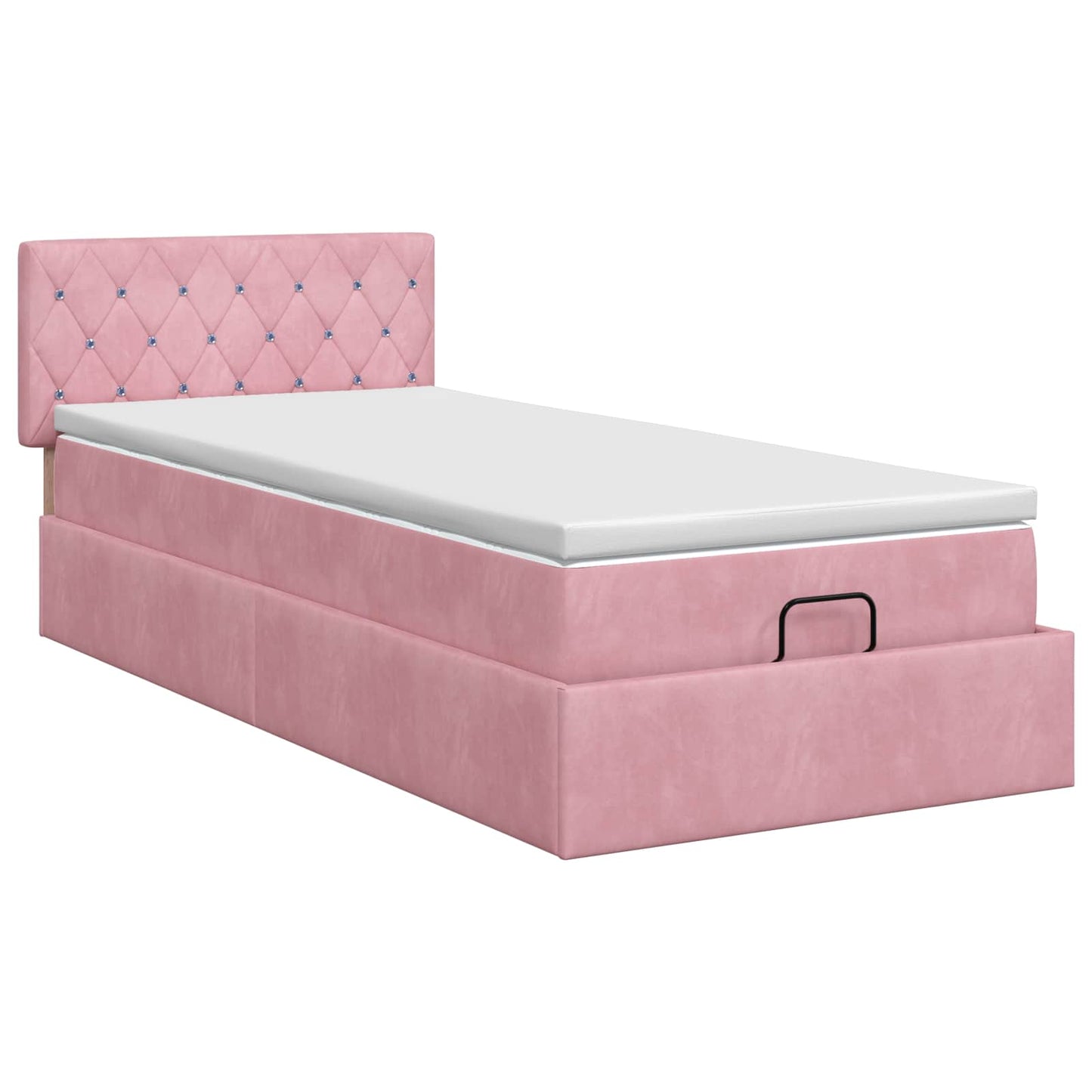 vidaXL Κρεβάτι Ottoman με στρώμα με κεφαλάρι Ροζ 90 x 200 cm Βελούδο