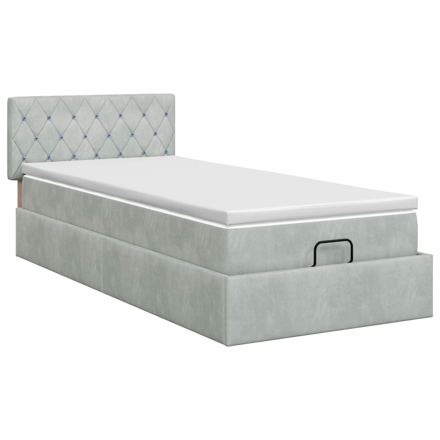 vidaXL Κρεβάτι Ottoman με στρώμα Ανοιχτό γκρι 100 x 200 cm Βελούδο