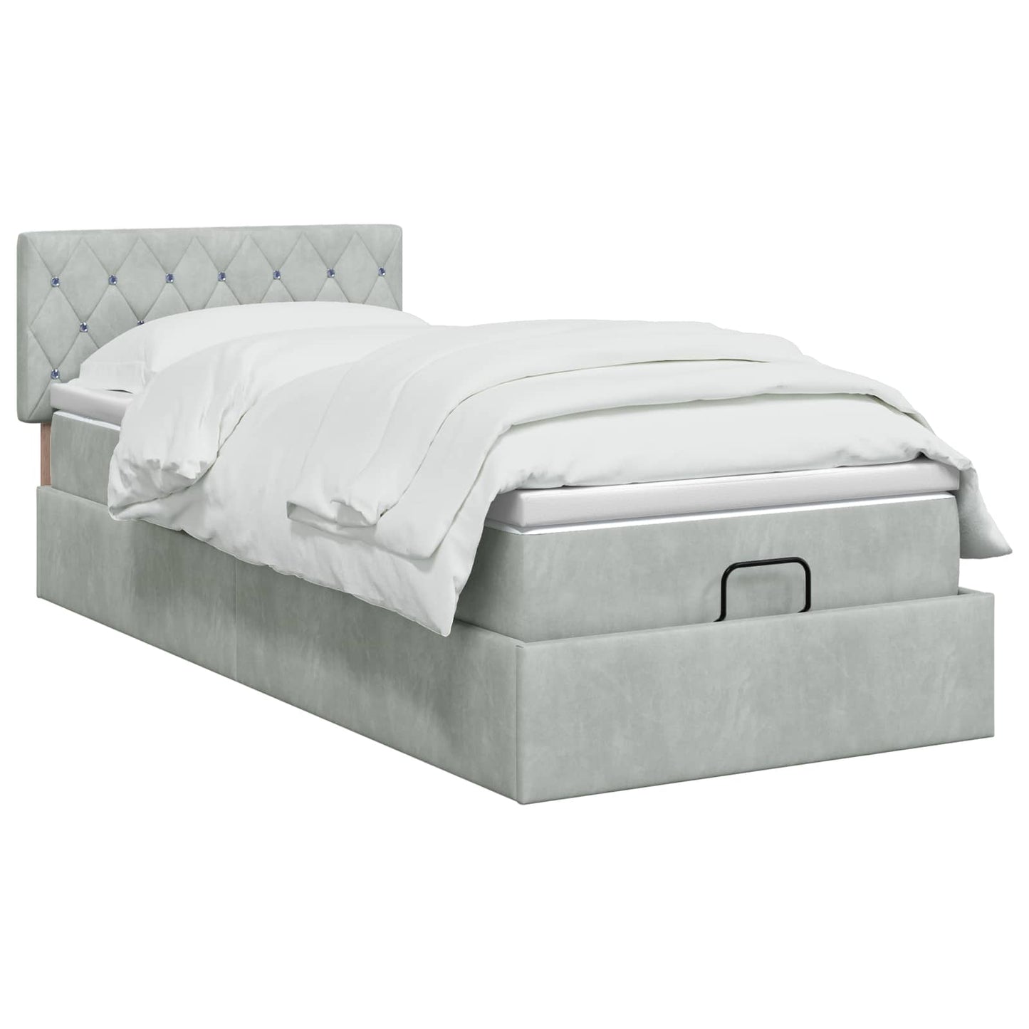 vidaXL Κρεβάτι Ottoman με στρώμα Ανοιχτό γκρι 100 x 200 cm Βελούδο