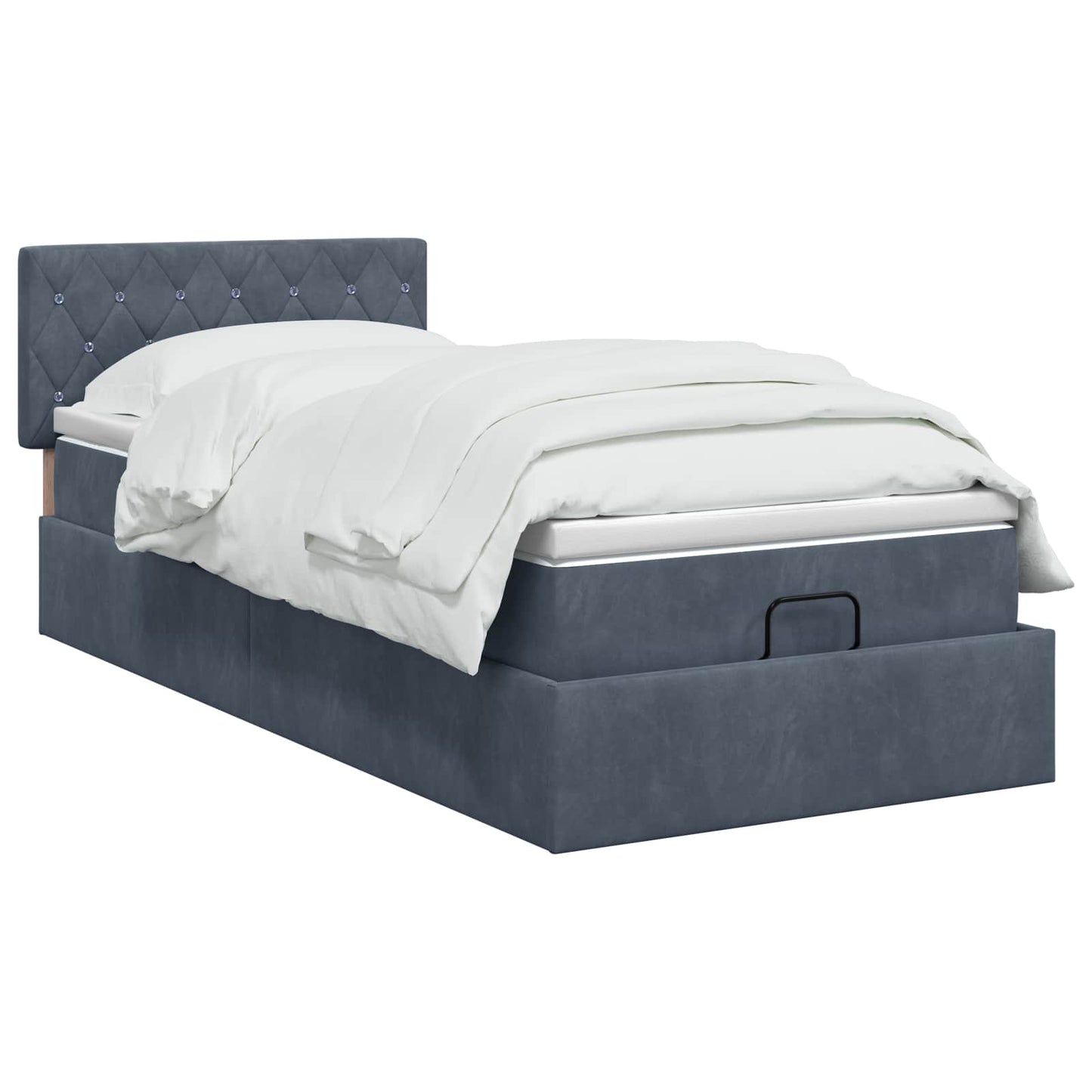 vidaXL Κρεβάτι Ottoman με στρώμα Σκούρο Γκρι 100 x 200 cm Βελούδο