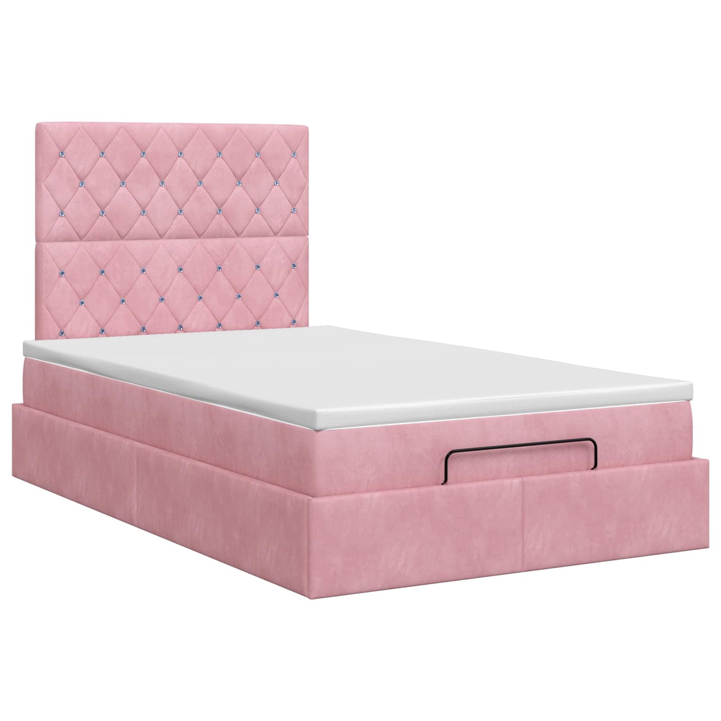 vidaXL Κρεβάτι Ottoman με στρώμα με κεφαλάρι Ροζ 120 x 190 cm Βελούδο